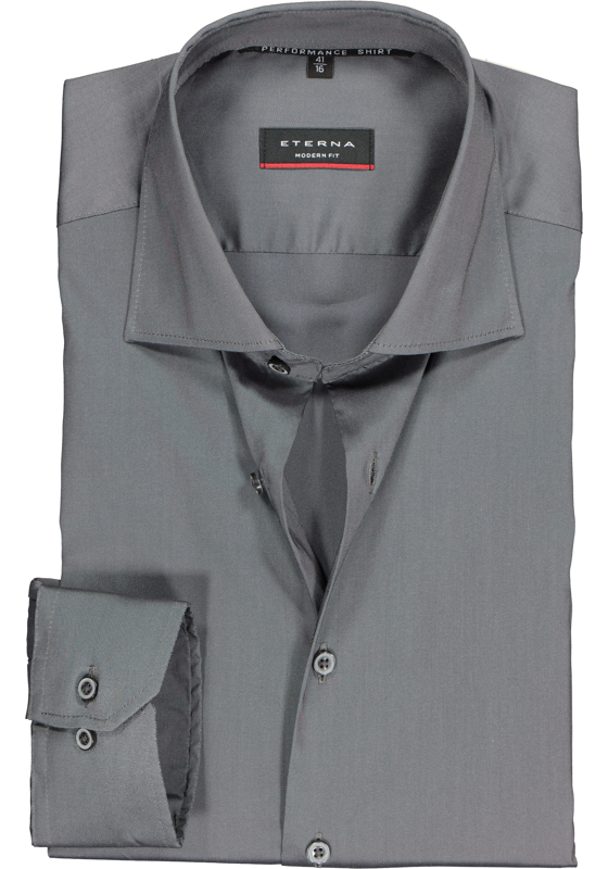 ETERNA modern fit overhemd, superstretch lyocell heren overhemd, antraciet grijs ETERNA modern fit overhemd, superstretch lyocell heren overhemd, antraciet grijs