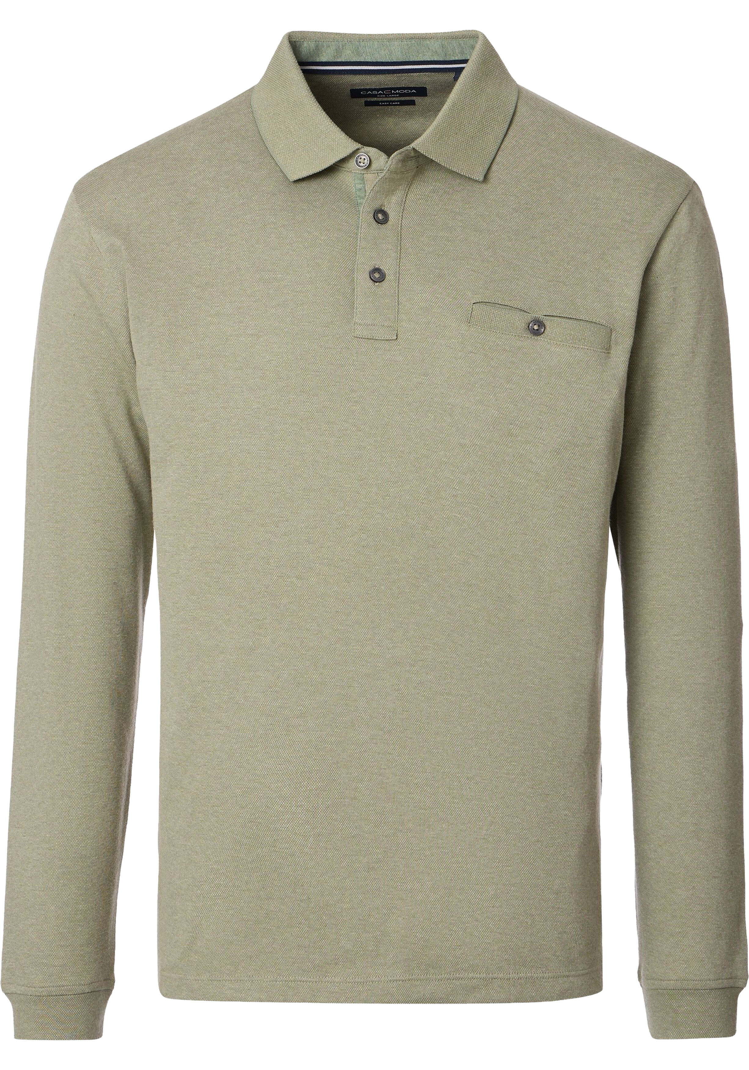 CASA MODA comfort fit heren polo lange mouw, turquoise dessin