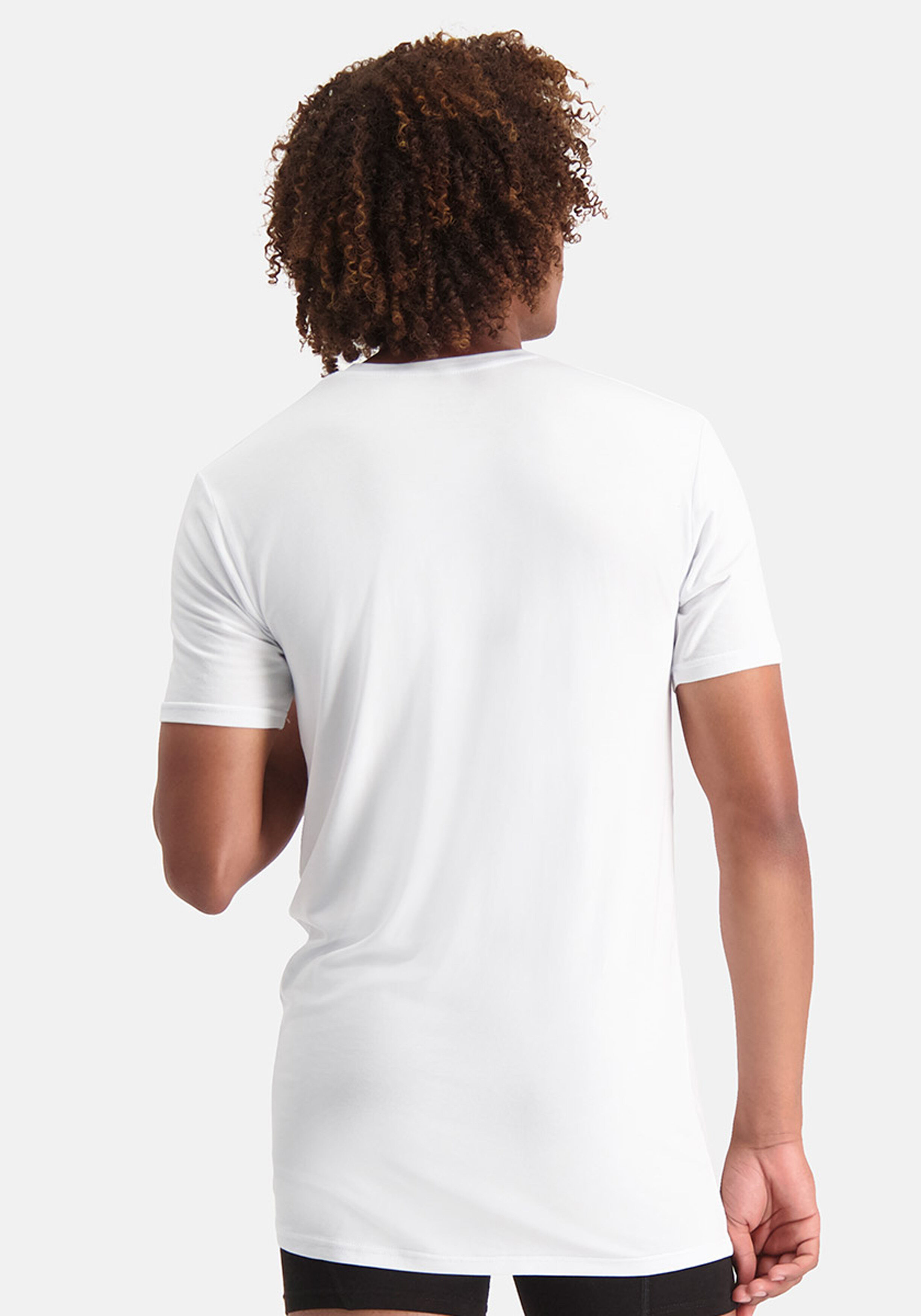 Bamboo Basics Velo V-neck T-shirt (2-pack), heren T-shirt V-hals extra lang, wit