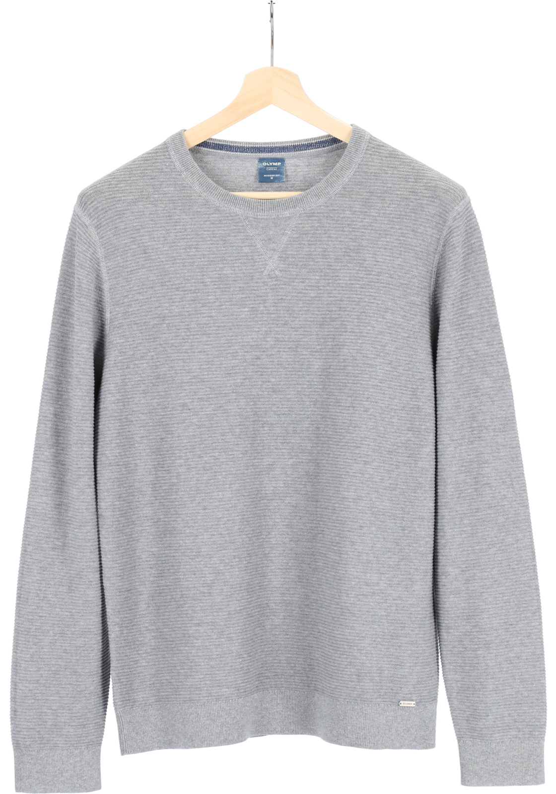 4-4063402740383-olymp-OLYMP_53018562_TR_grijs_hanger_HR OLYMP modern fit trui katoen structuur, O-hals, grijs