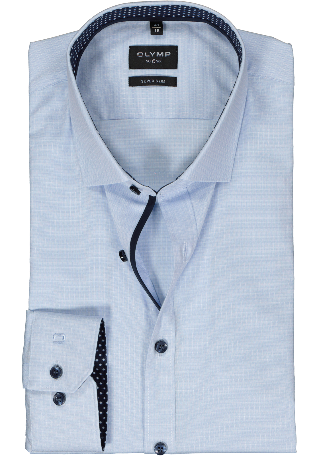 1-4066425472385_olymp-overhemd_HR OLYMP No. 6 Six super slim fit overhemd, structuur, lichtblauw (contrast)
