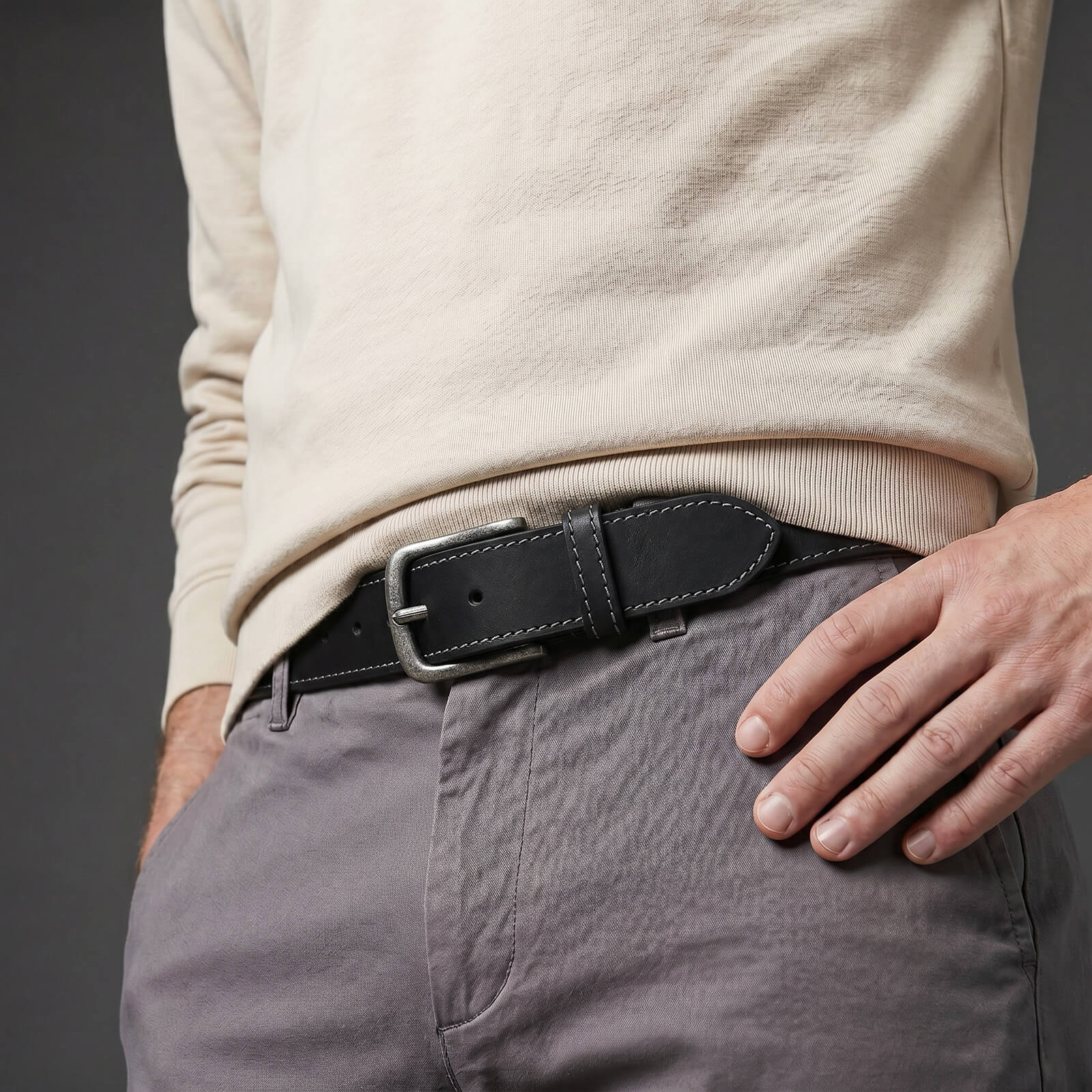 LINDENMANN leren heren riem, zwart