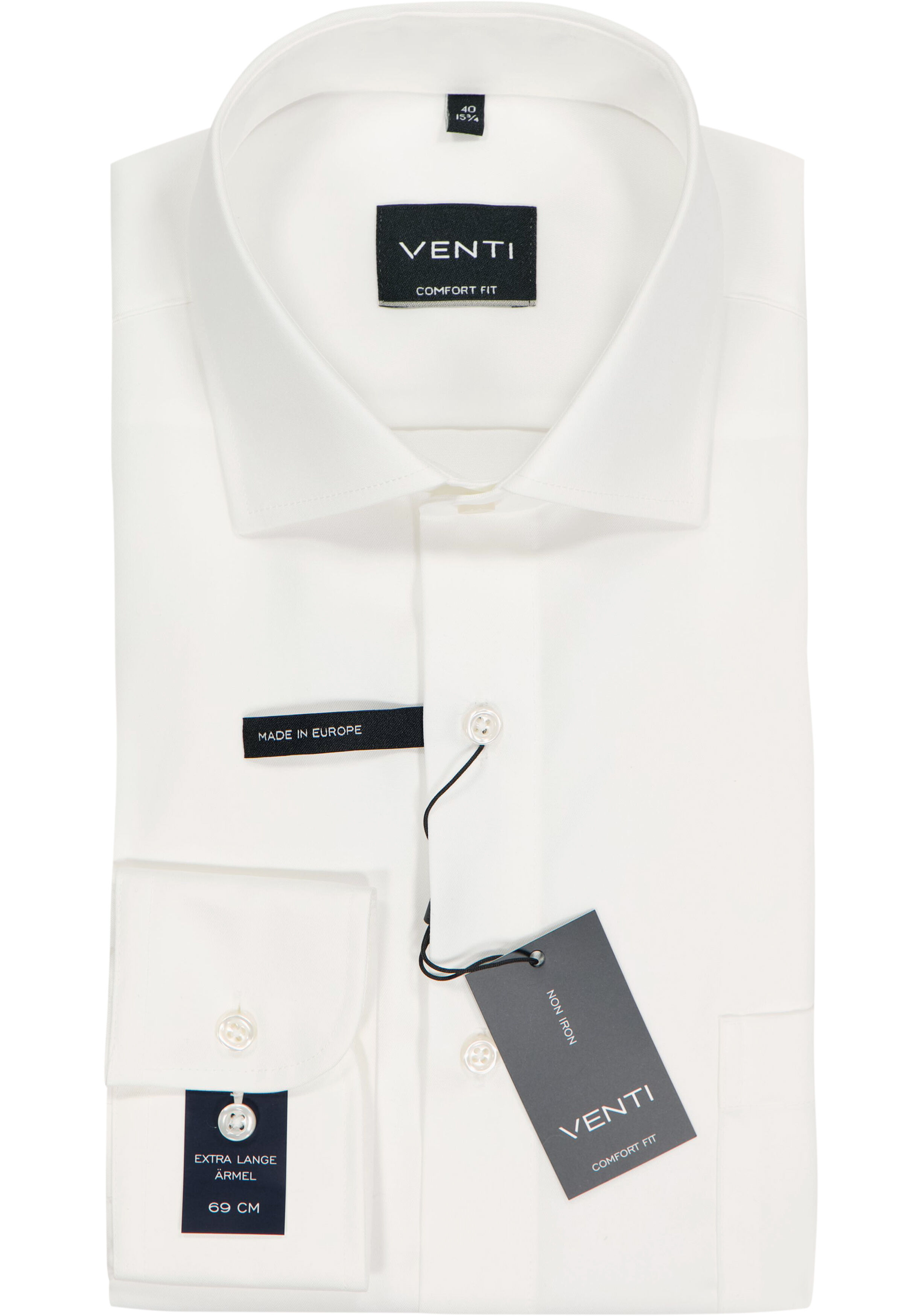 VENTI CASA MODA comfort fit overhemd, mouwlengte 7, structuur, offwhite
