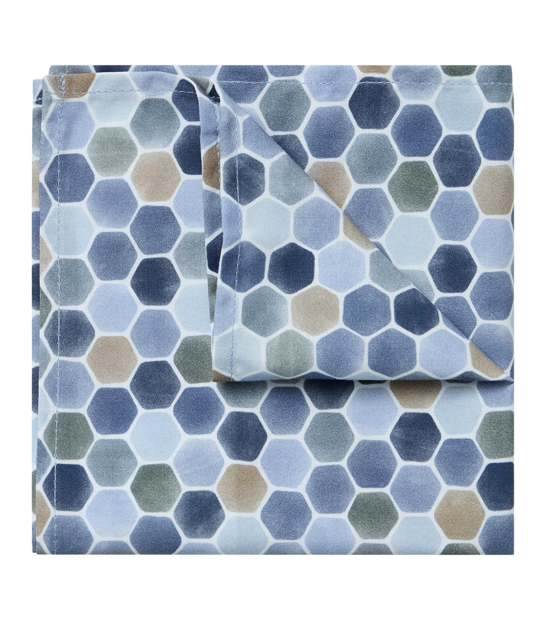 VENTI pochet, blauw, lichtblauw, donkerblauw, beige, groen, wit dessin