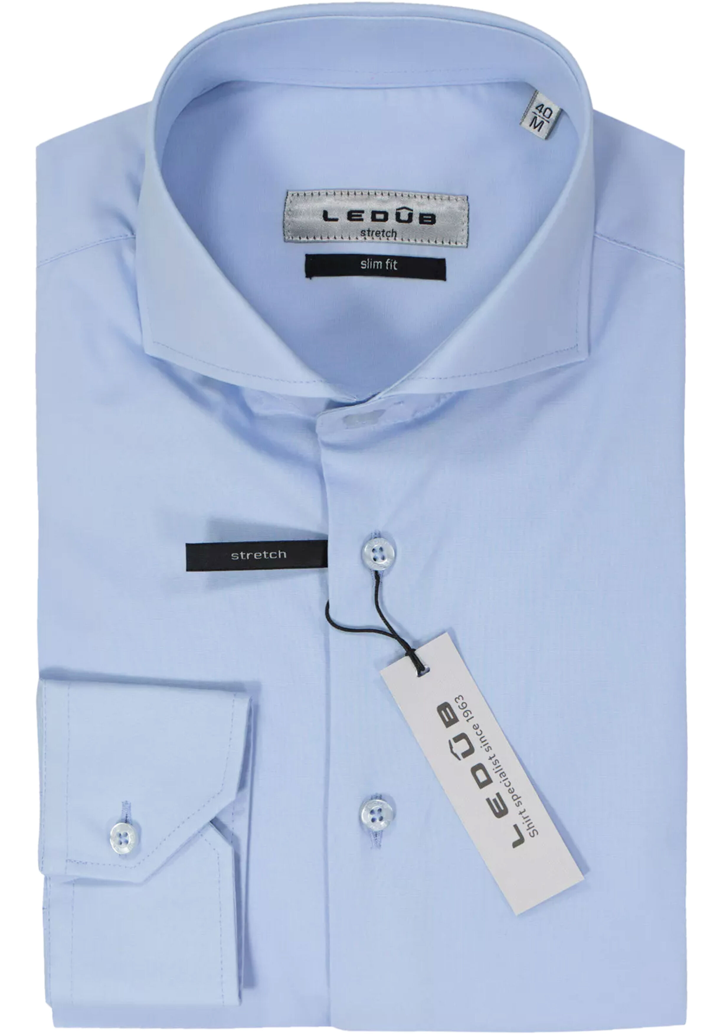 Ledub slim fit overhemd, lichtblauw twill 