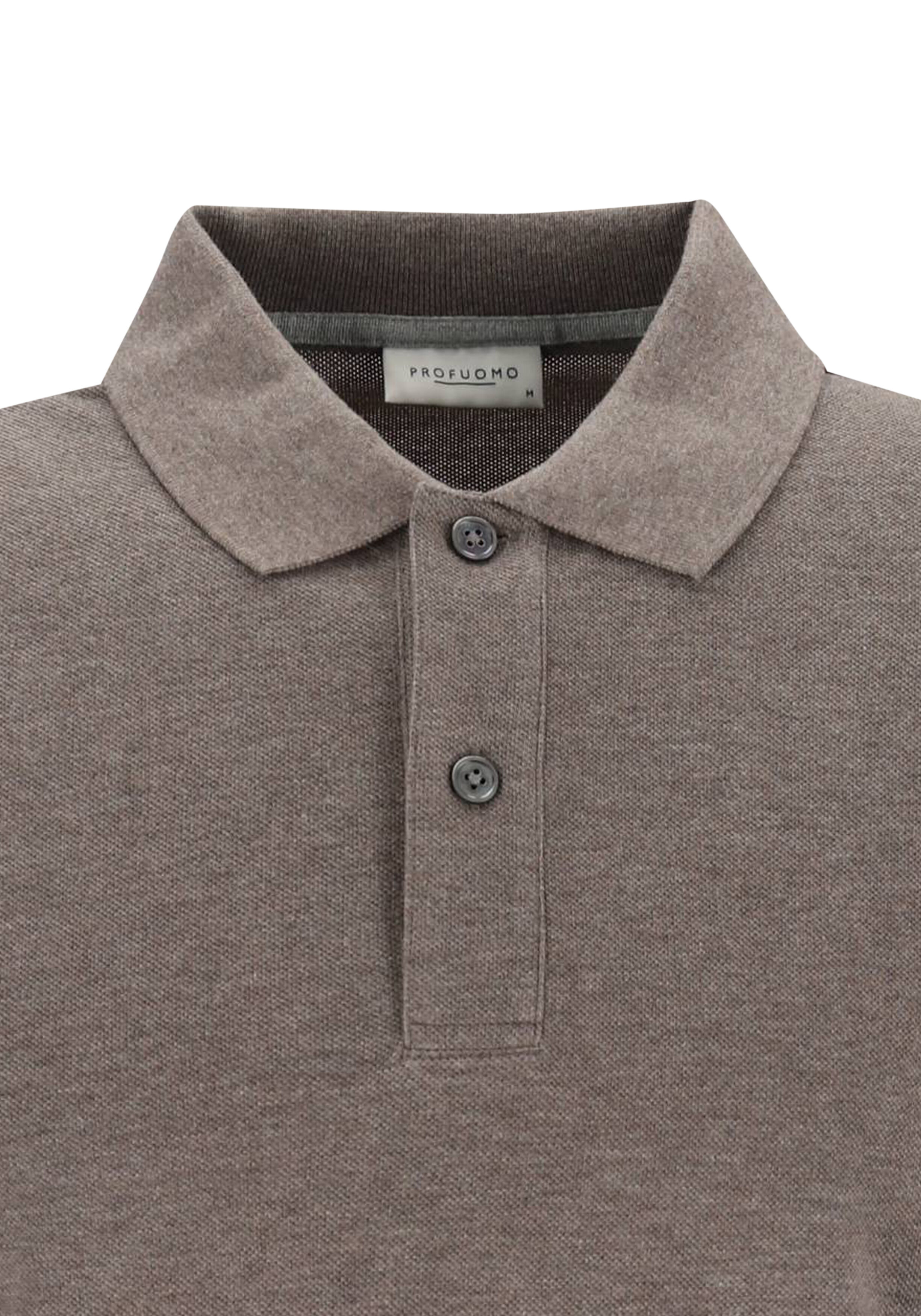 Profuomo slim fit heren polo, bruin