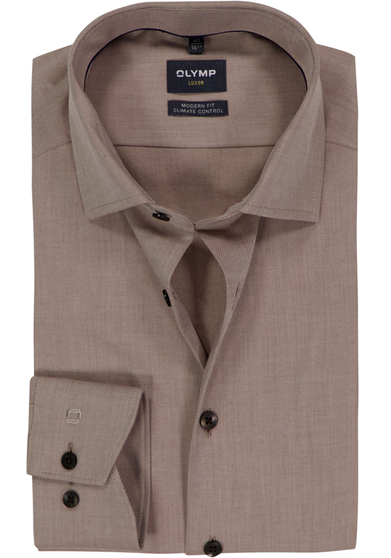 OLYMP 24/7 Luxor modern fit overhemd, twill, noga bruin OLYMP 24/7 Luxor modern fit overhemd, twill, noga bruin