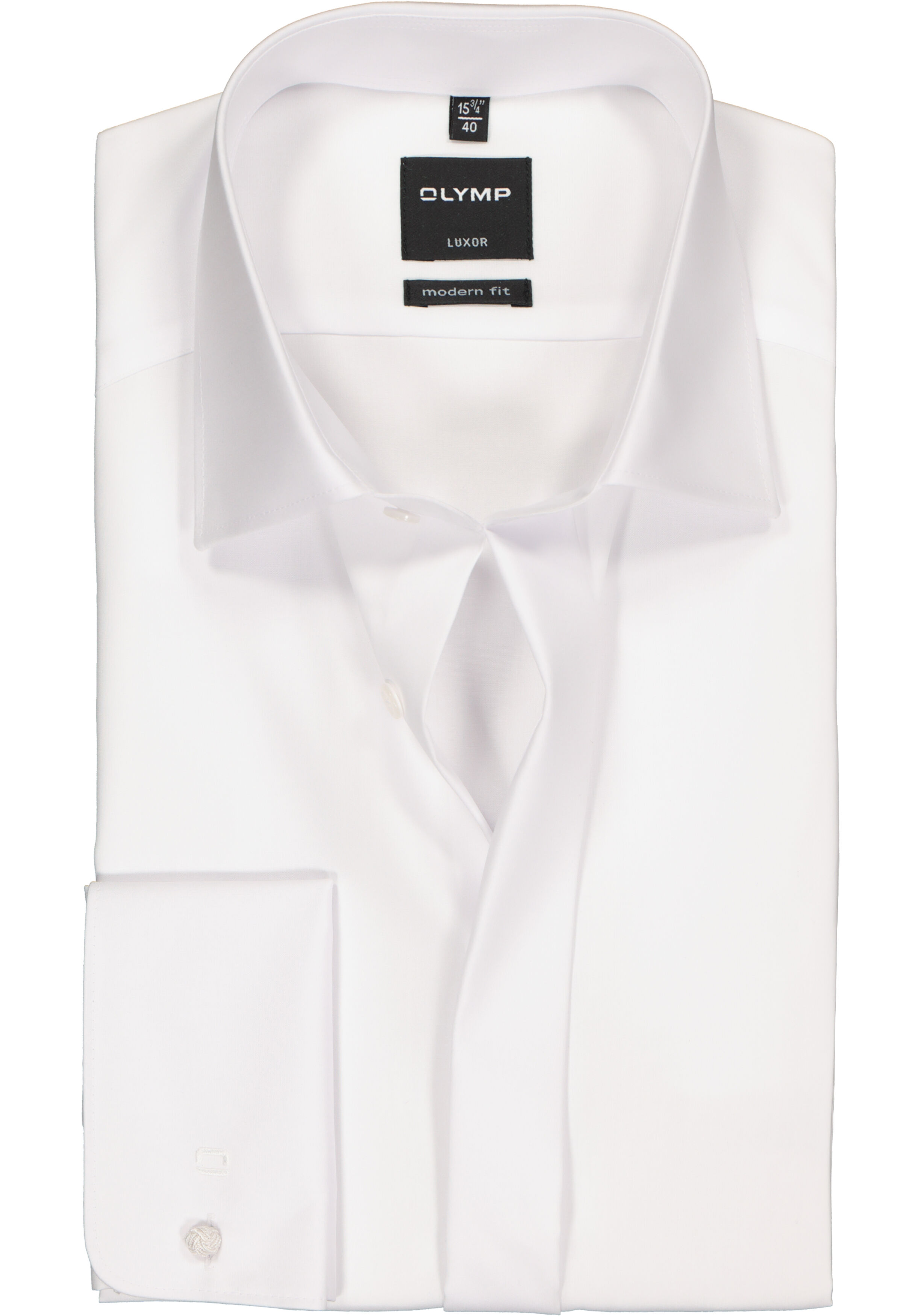 OLYMP Luxor modern fit overhemd, smoking overhemd, wit, gladde stof met Kent kraag