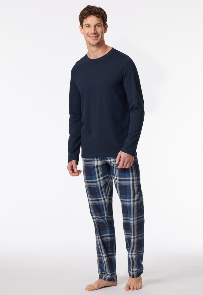 SCHIESSER Mix + Relax Shirt 1/1 arm, heren T-shirt lange mouw, nachtblauw