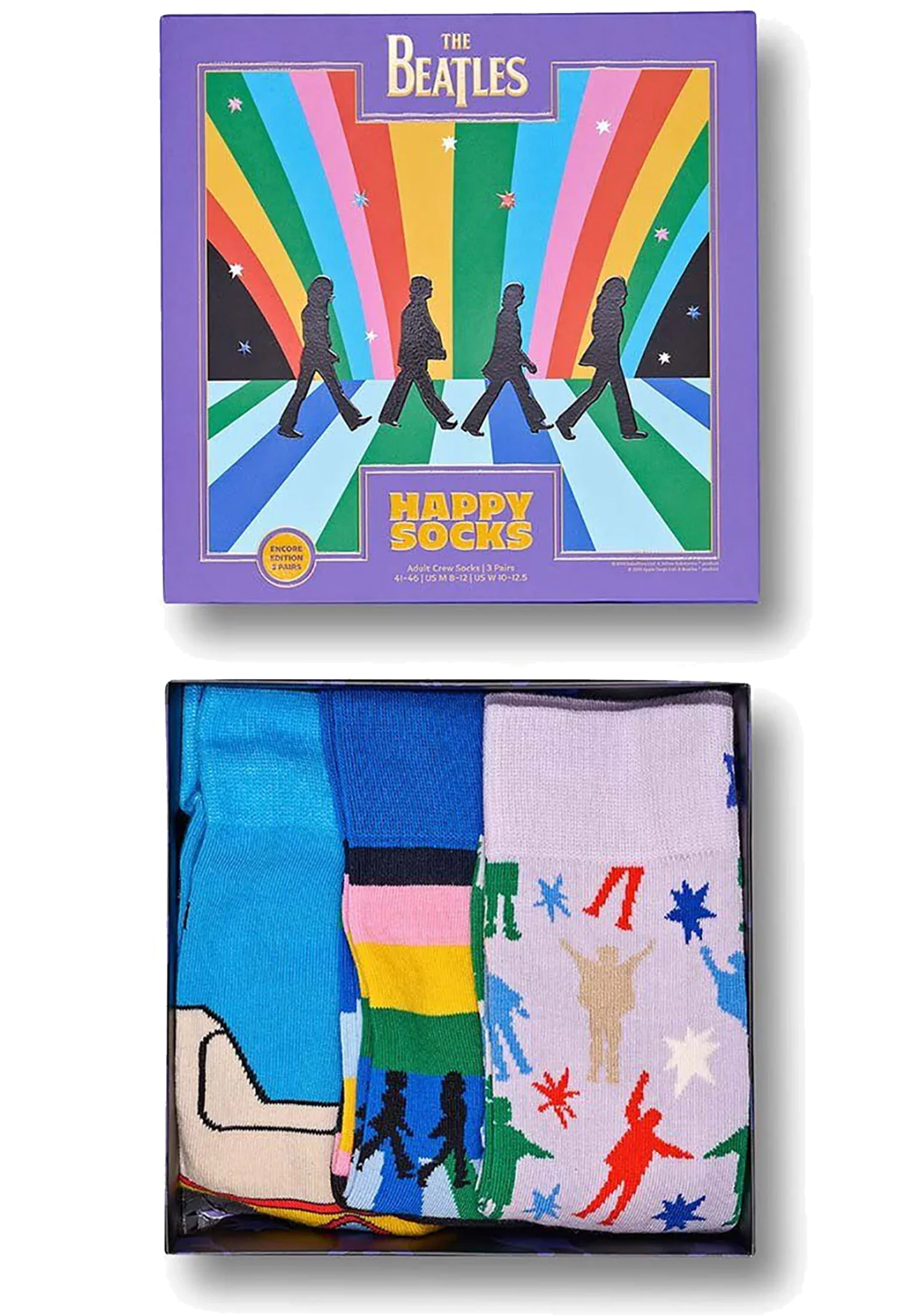 Happy Socks Beatles Socks Gift Set (3-pack), unisex sokken in cadeauverpakking, turquoise