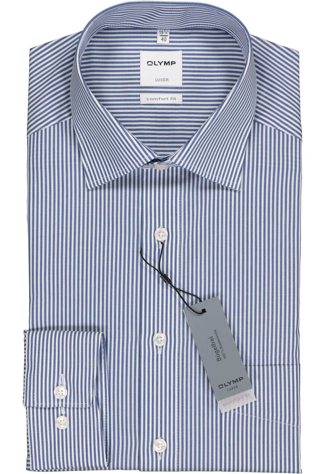 2-4063402313150_olymp-overhemd_HR OLYMP Luxor comfort fit overhemd, marine blauw gestreept