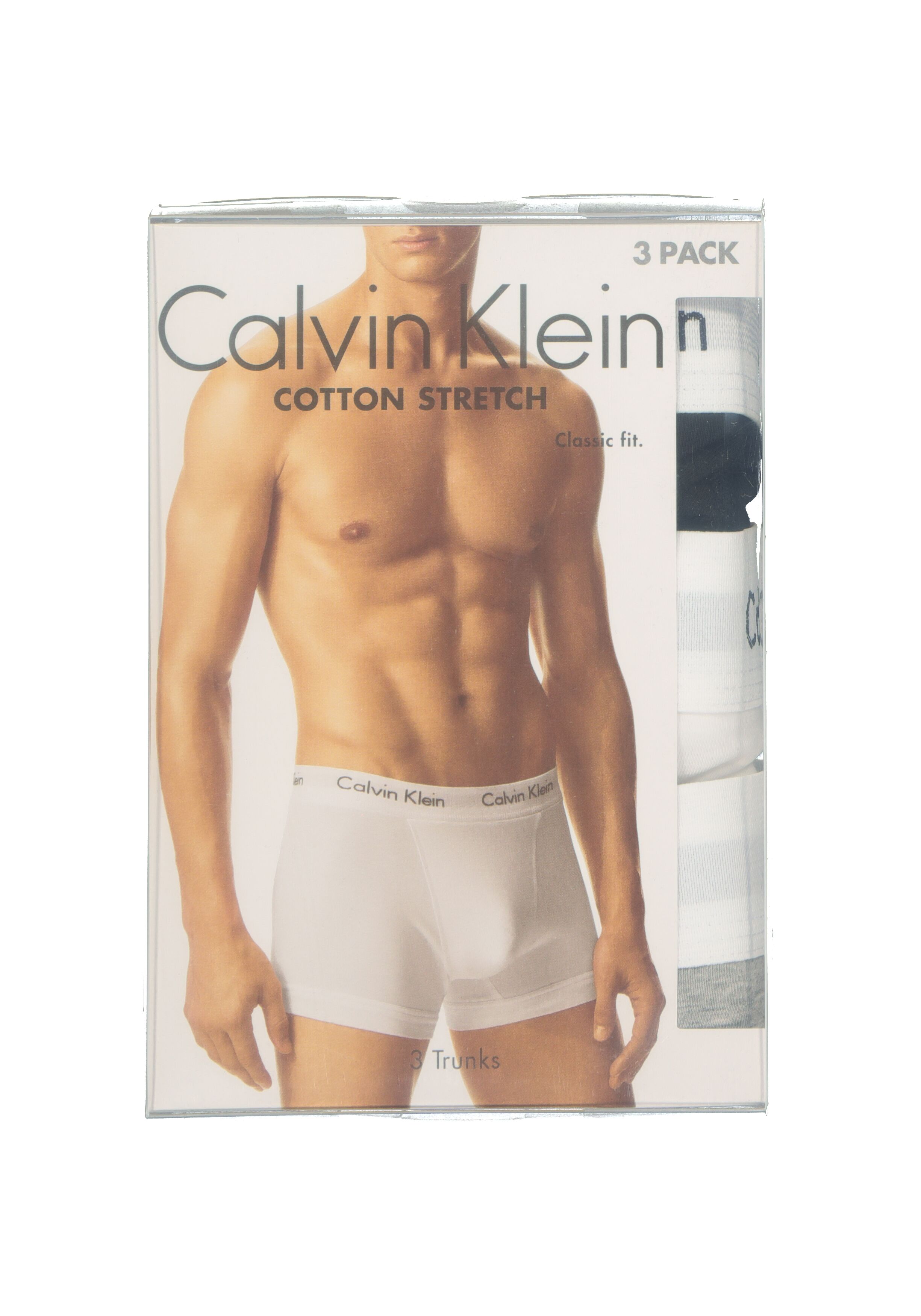 Calvin Klein trunks (3-pack), heren boxers normale lengte, zwart, grijs en wit