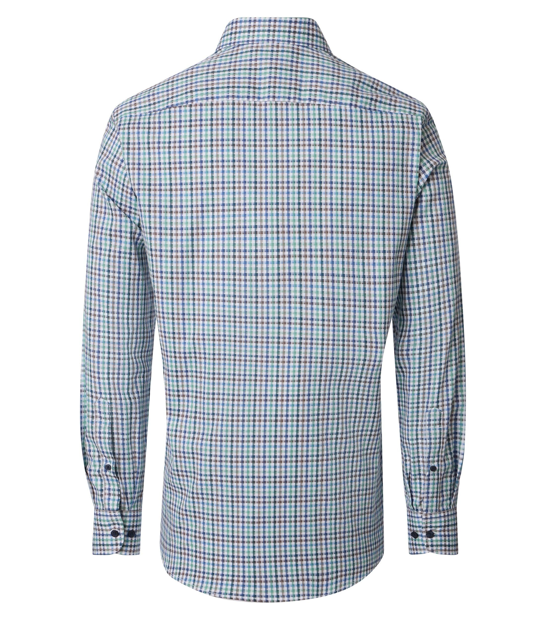 CASA MODA Sport casual fit overhemd, dobby, wit met blauw, groen en beige geruit