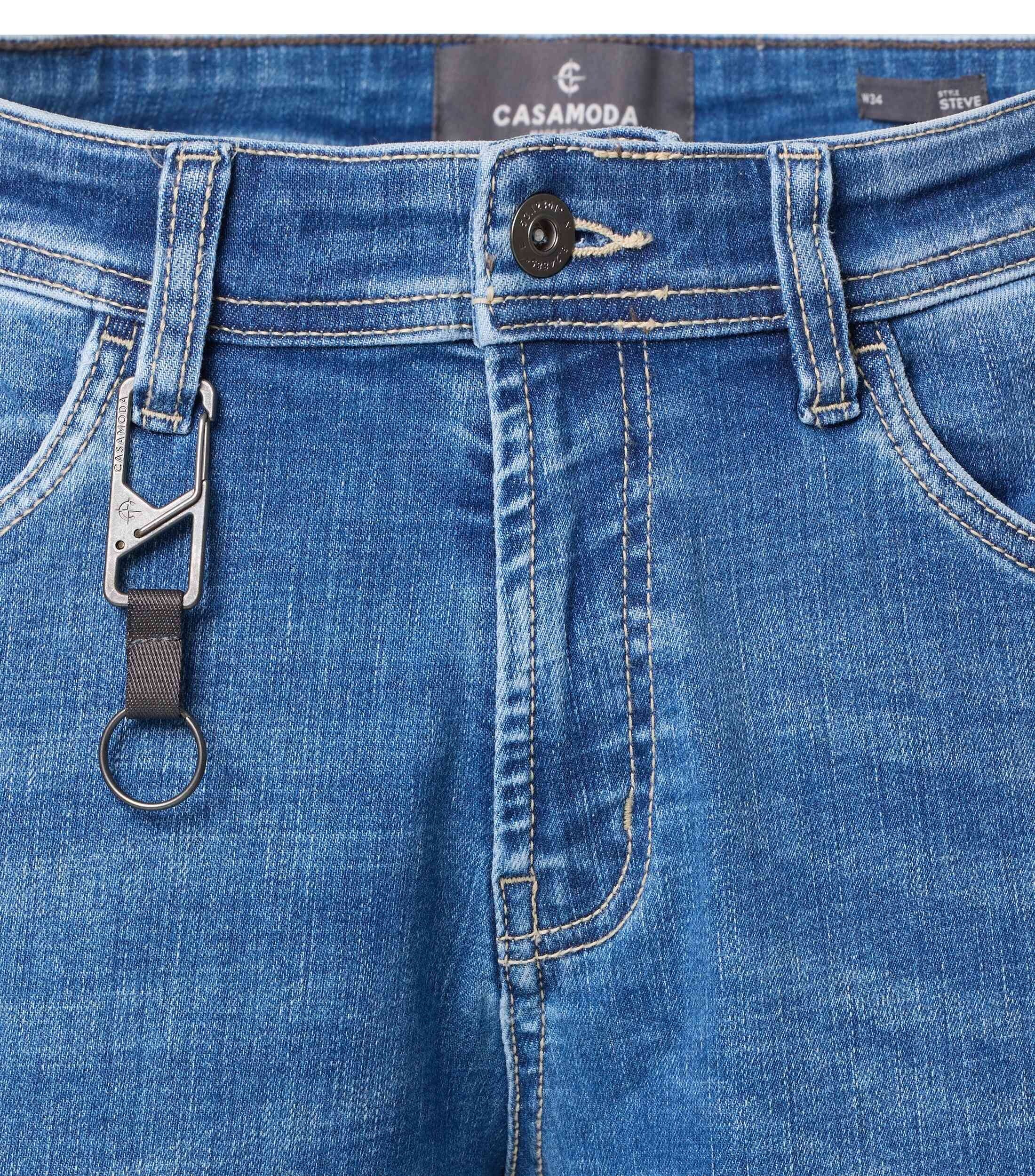 CASA MODA driekwart jeans STEVE, heren 5-pocket spijker bermuda over de knie, blauw