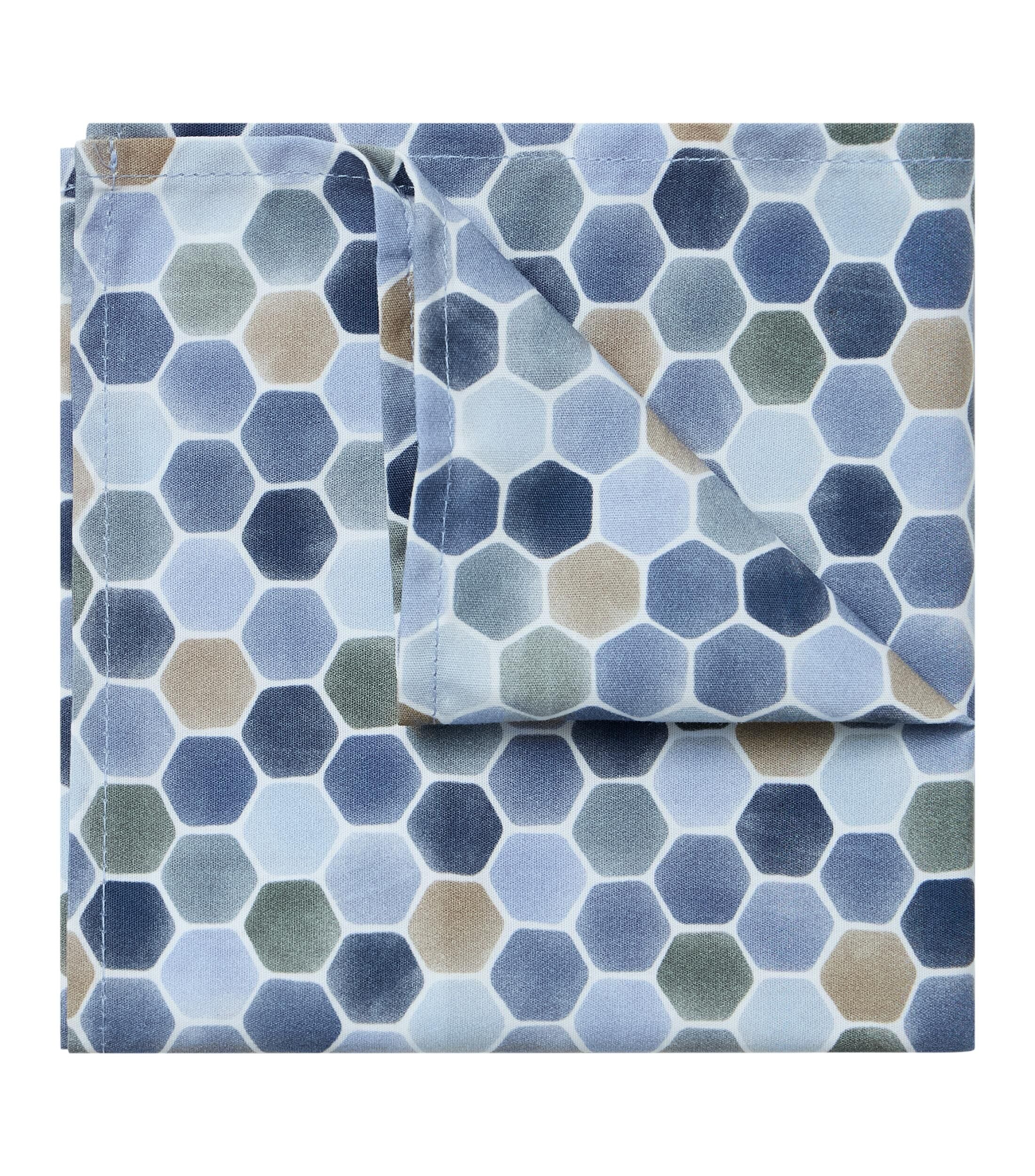 VENTI set met vlinderdas en pochet, blauw met wit dessin