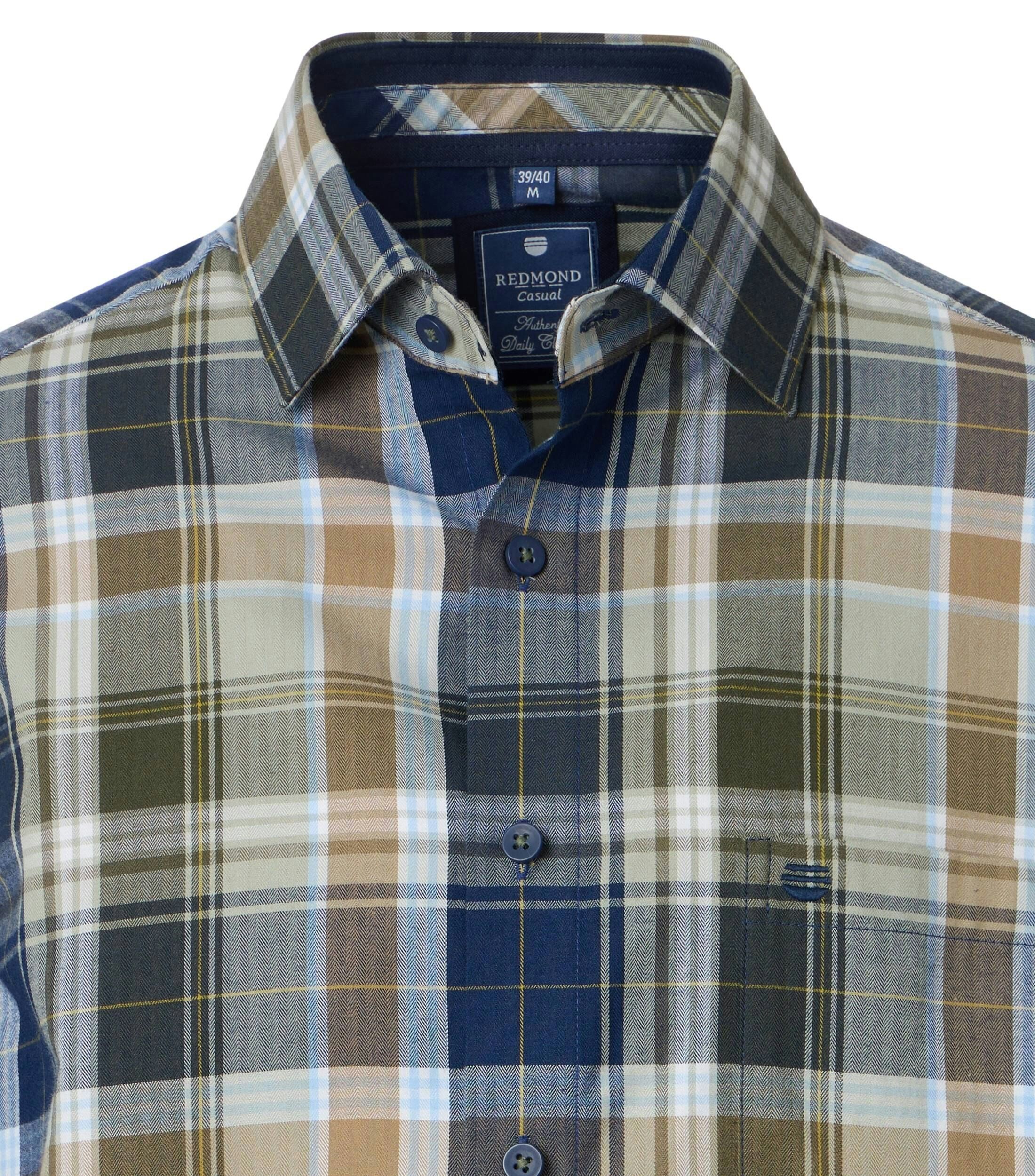 Redmond comfort fit overhemd, twill, groen geruit