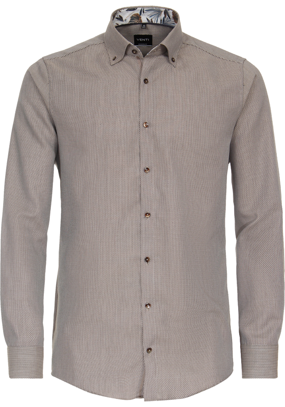 VENTI modern fit overhemd, dobby, bruin VENTI modern fit overhemd, dobby, bruin