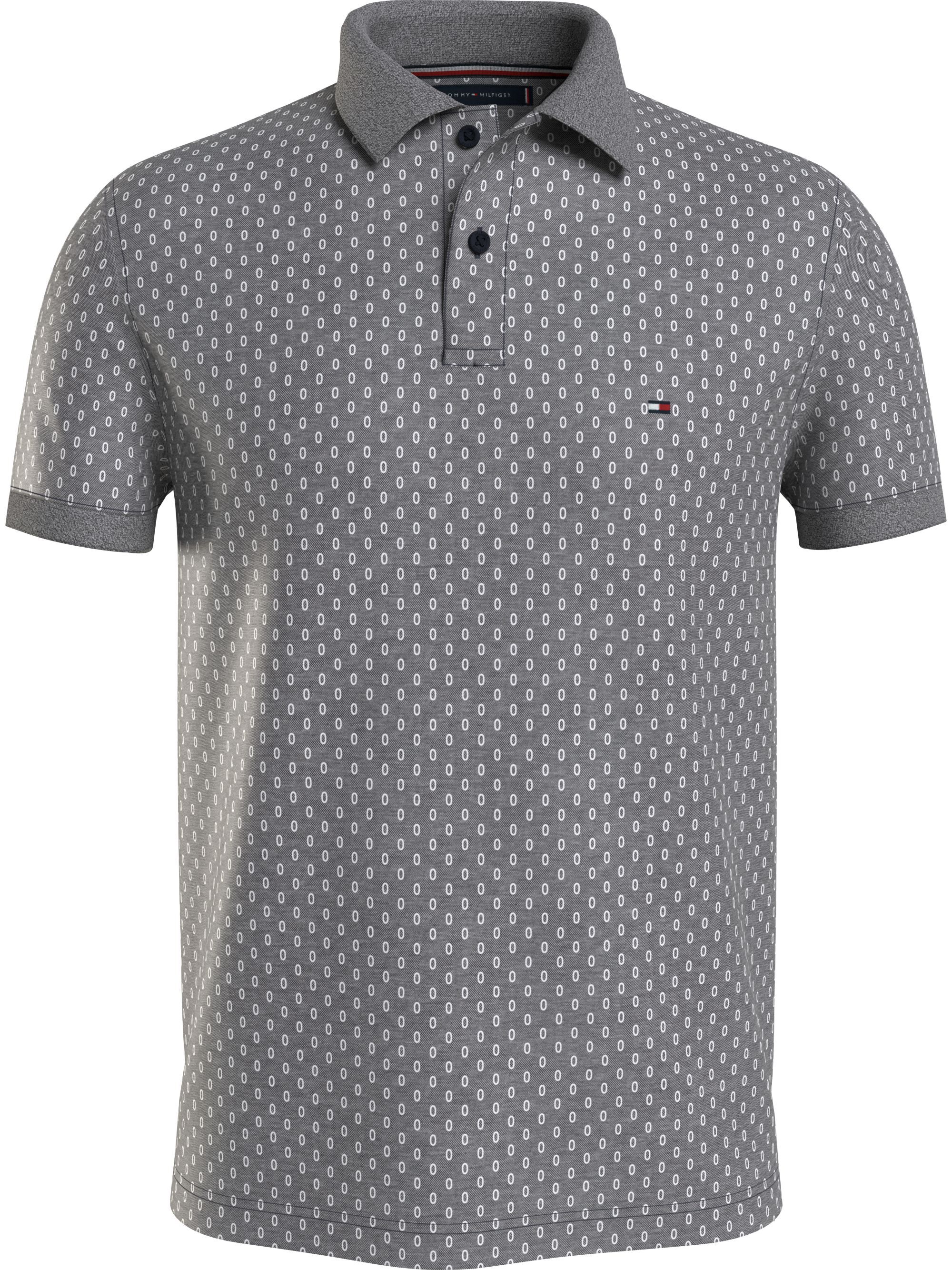 Tommy Hilfiger Micro Print Slim Polo, heren poloshirt, donkerblauw