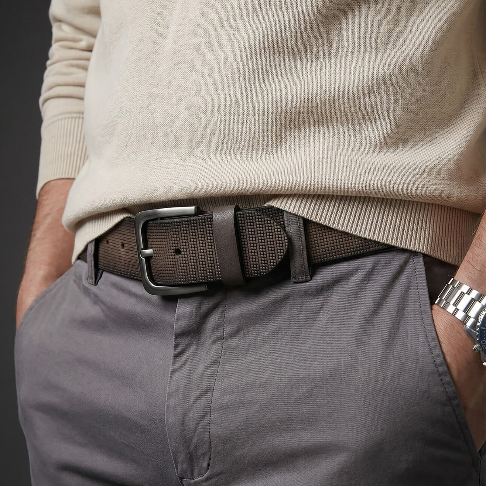 LINDENMANN leren heren riem, bruin