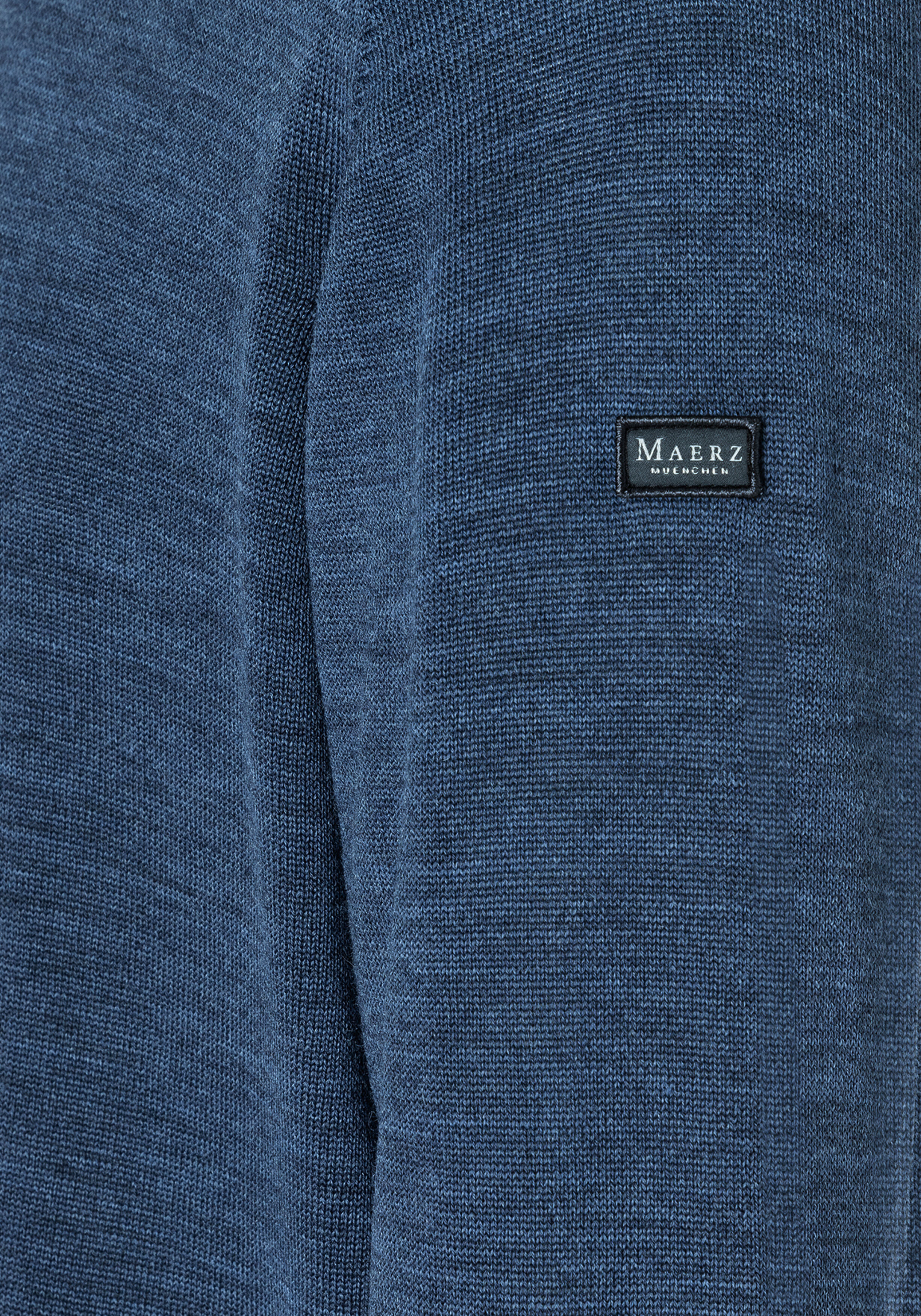 MAERZ Regular Fit heren trui met O-hals wol, blauw