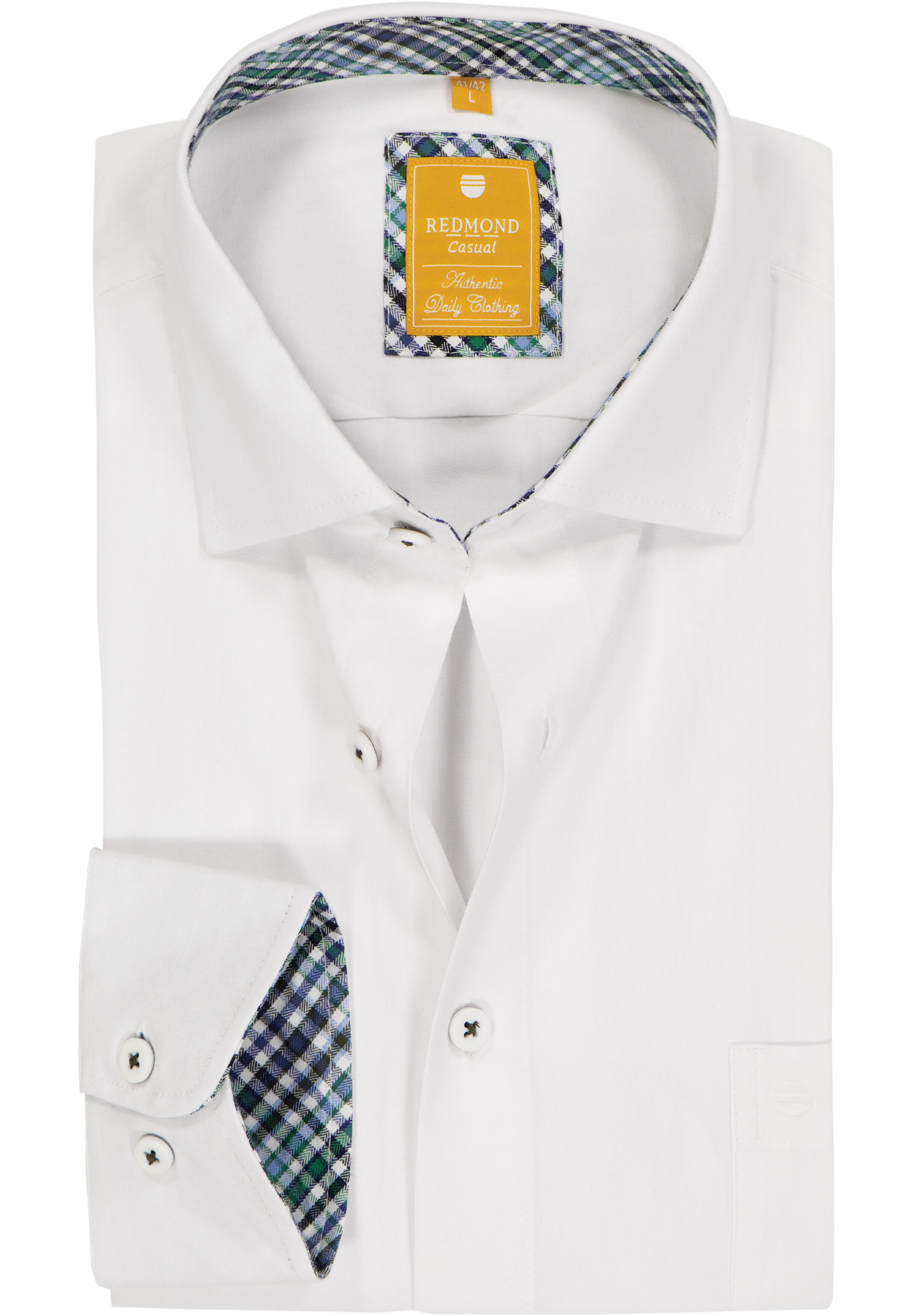 Redmond modern fit overhemd, twill, wit