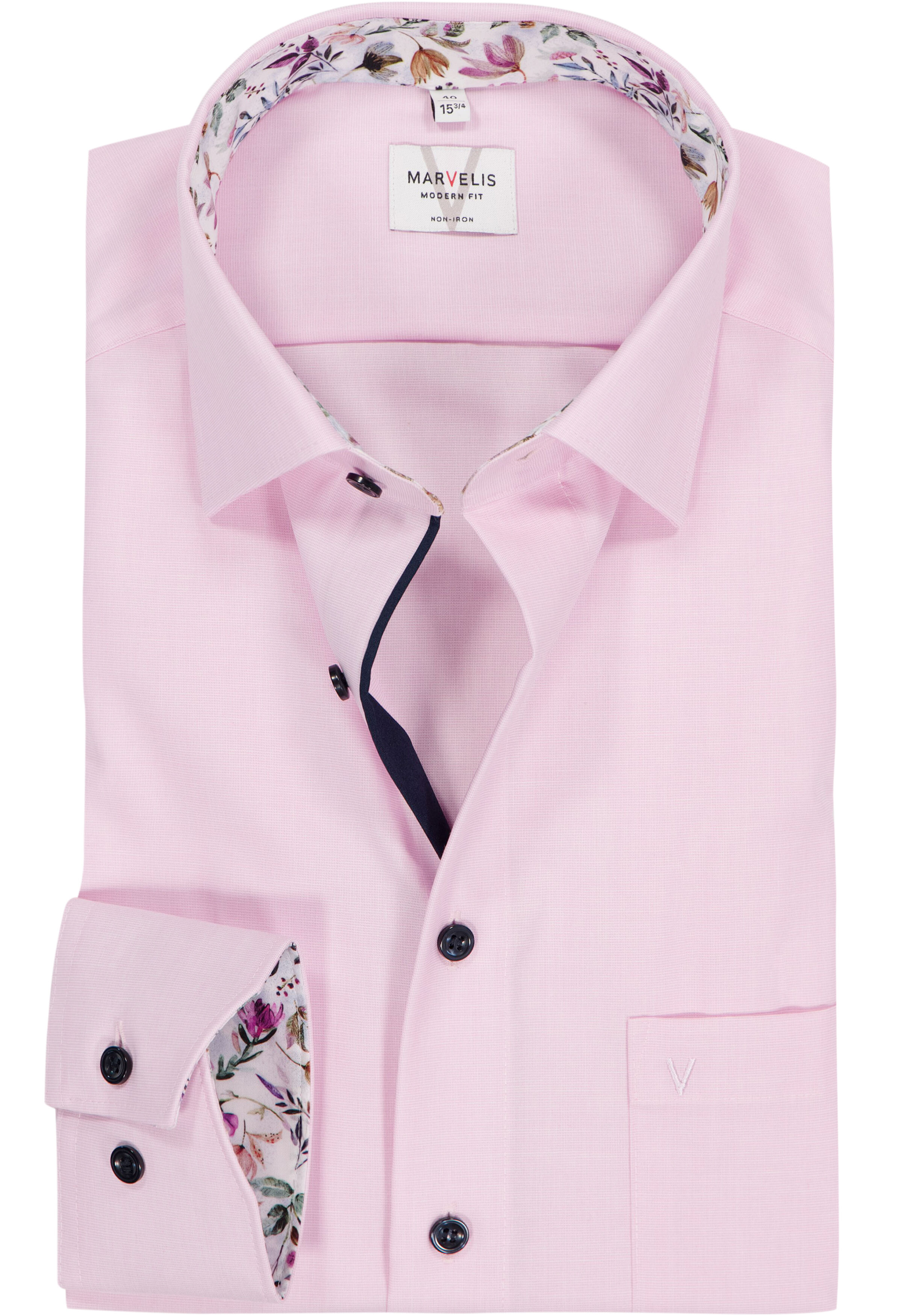 MARVELIS modern fit overhemd, fil a fil, roze