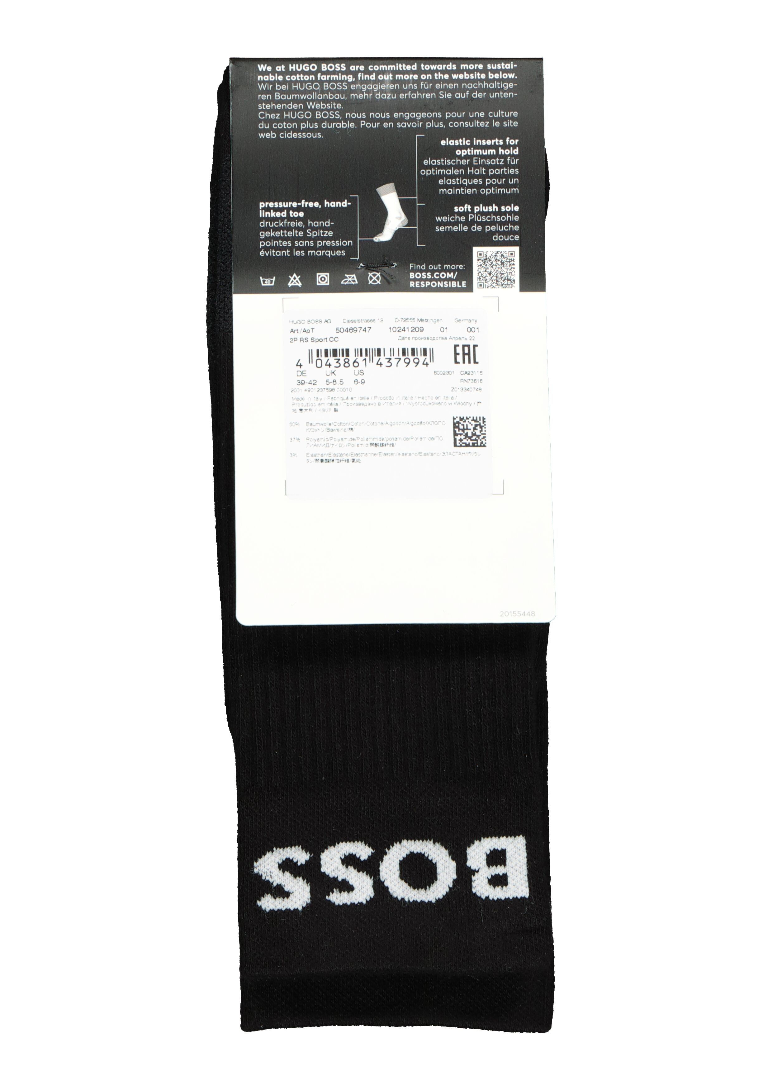 BOSS Sport Logo (2-pack), heren sportsokken katoen, zwart