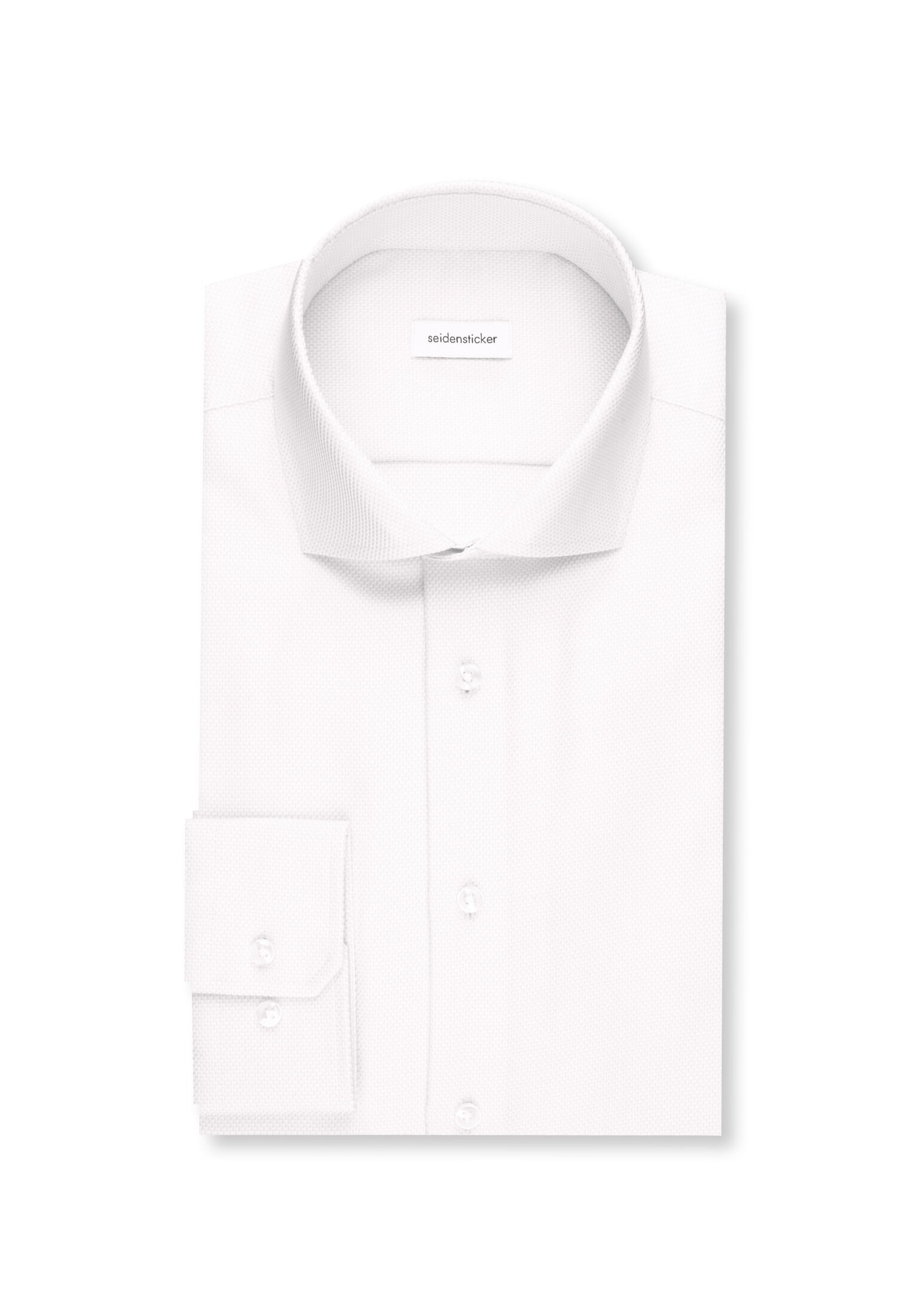 Seidensticker slim fit overhemd, mouwlengte 7, structuur, wit