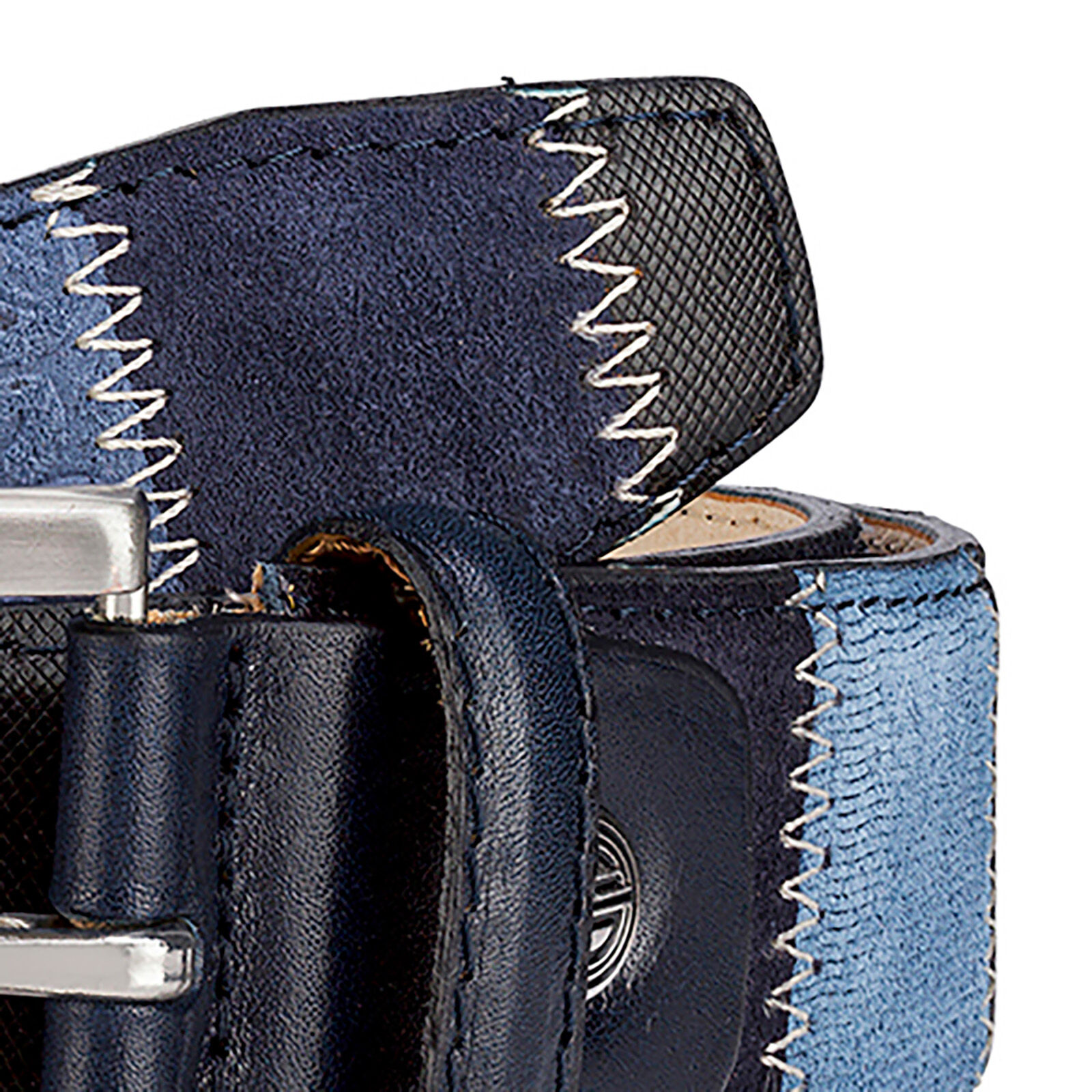 LINDENMANN leren heren riem, blauw