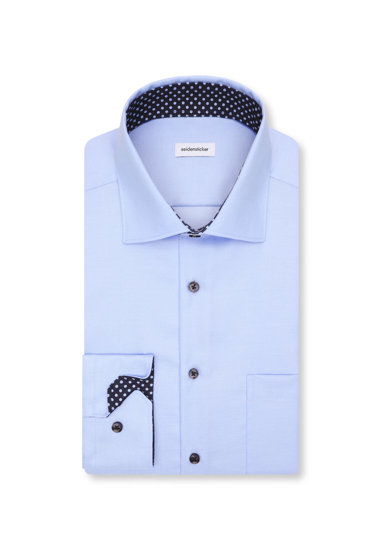 Seidensticker regular fit overhemd, mouwlengte 7, popeline, blauw
