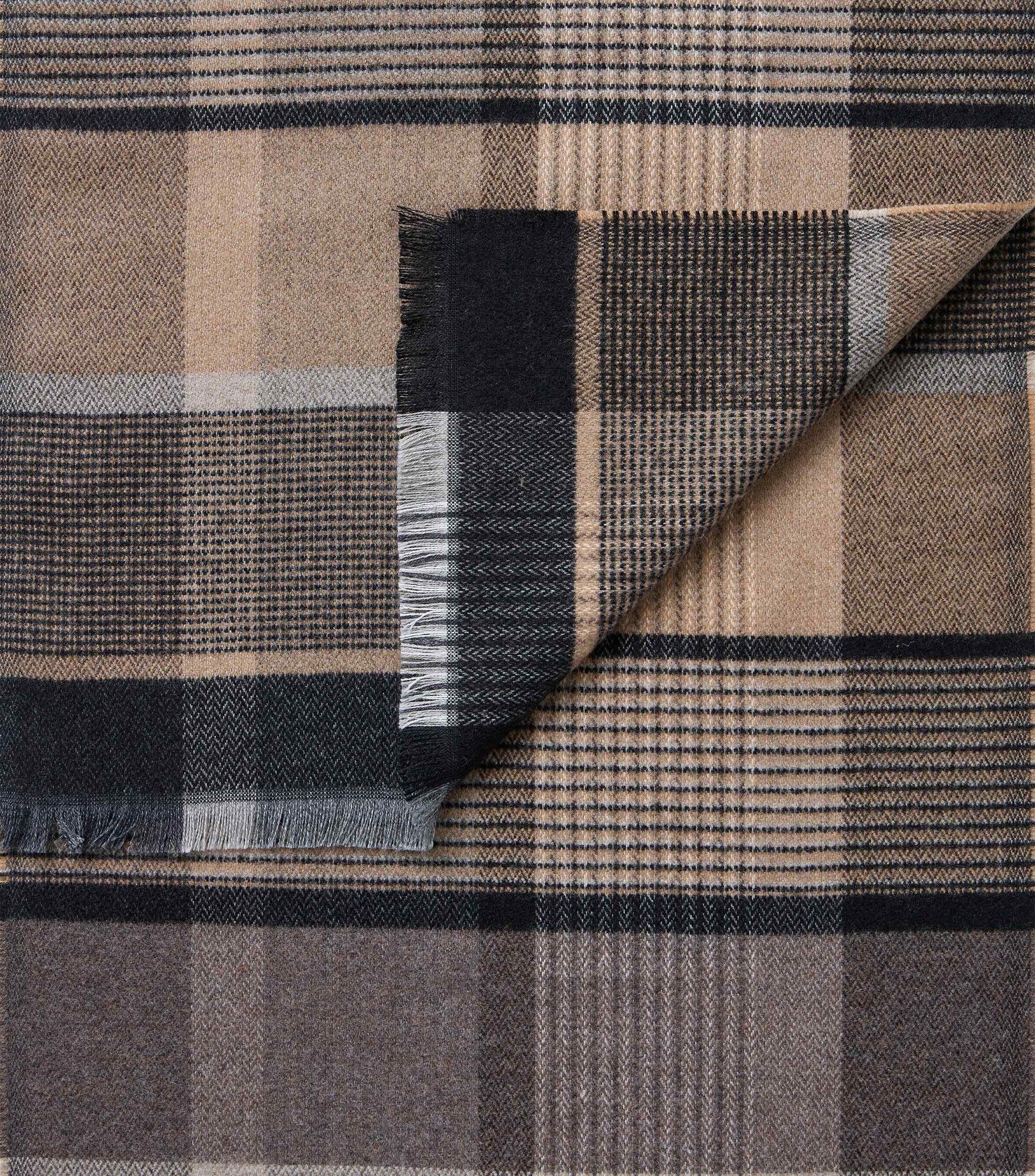 CASA MODA sjaal, beige met bruin en groen dessin