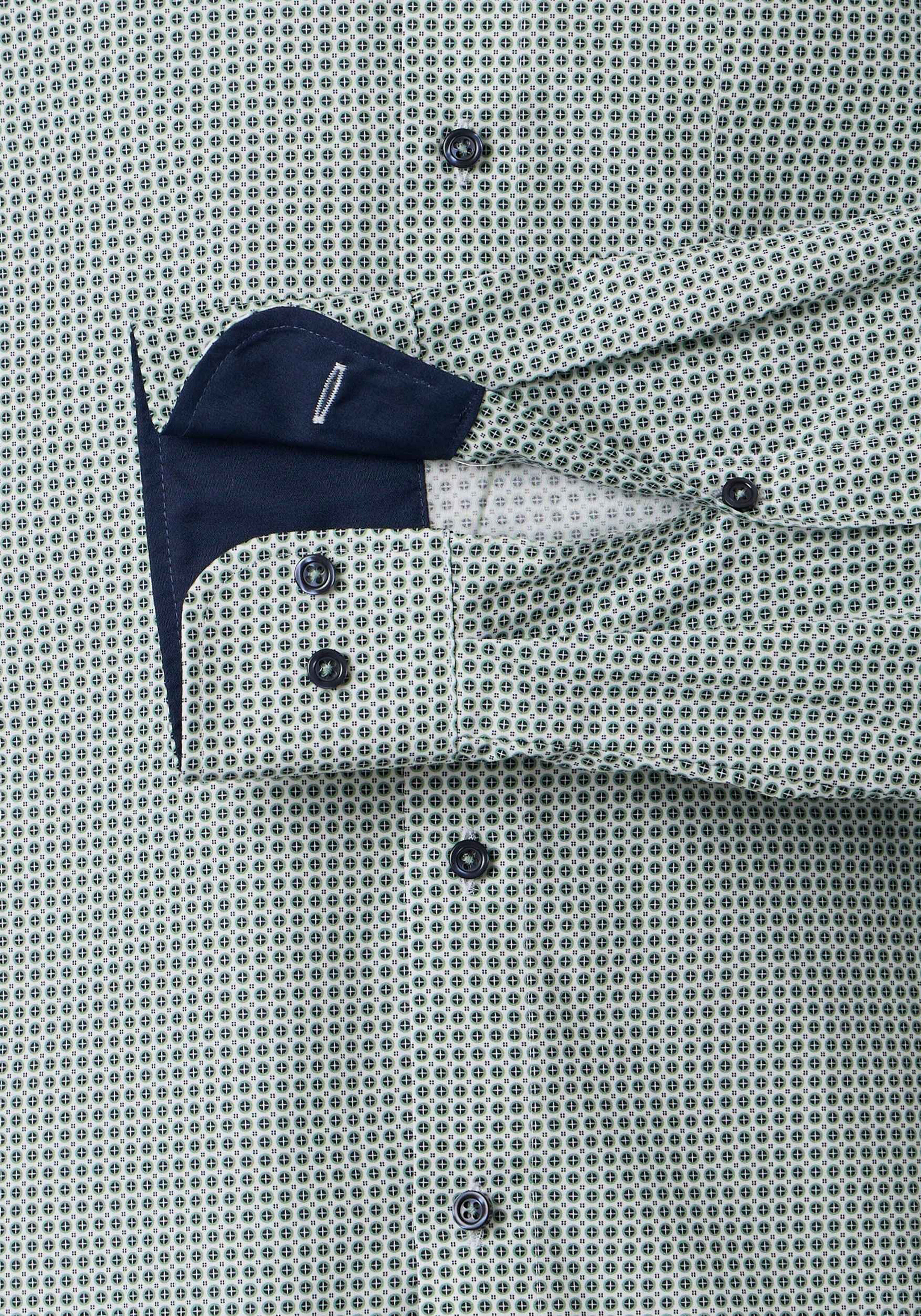 VENTI CASA MODA comfort fit overhemd, popeline, wit met groen en blauw dessin