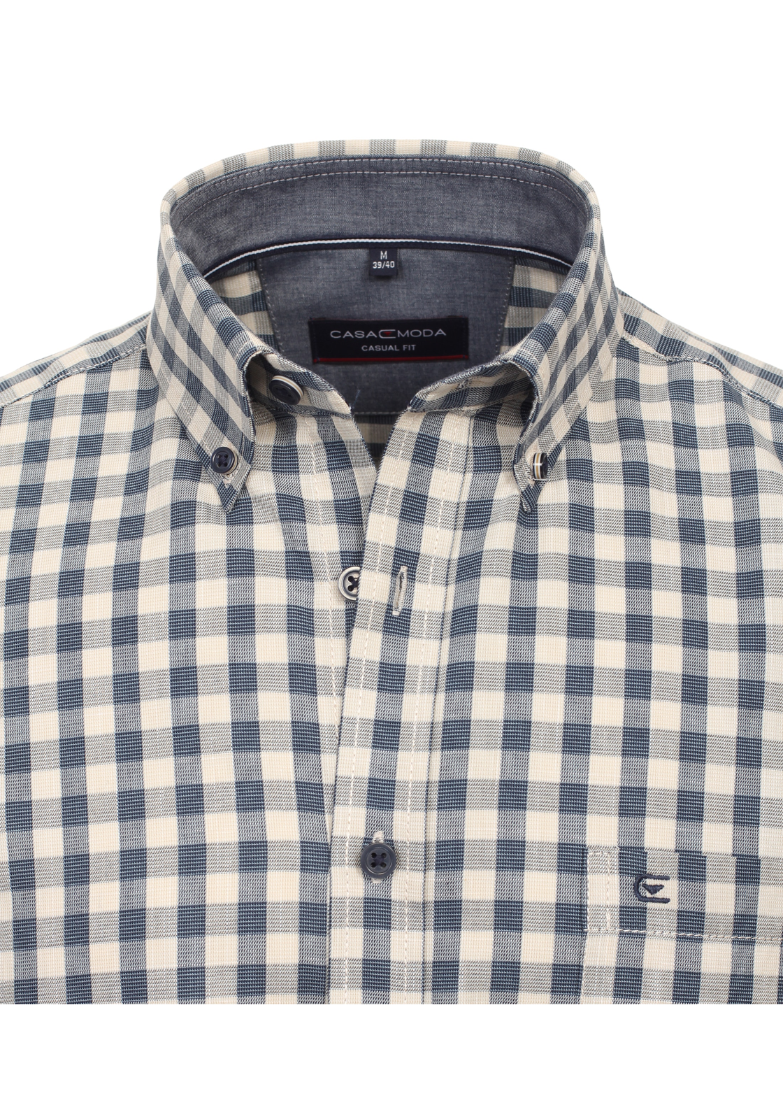 CASA MODA Sport casual fit overhemd, korte mouw, chambray, beige geruit - 944269500-600 CASA MODA Sport casual fit overhemd, korte mouw, chambray, beige geruit - 944269500-600