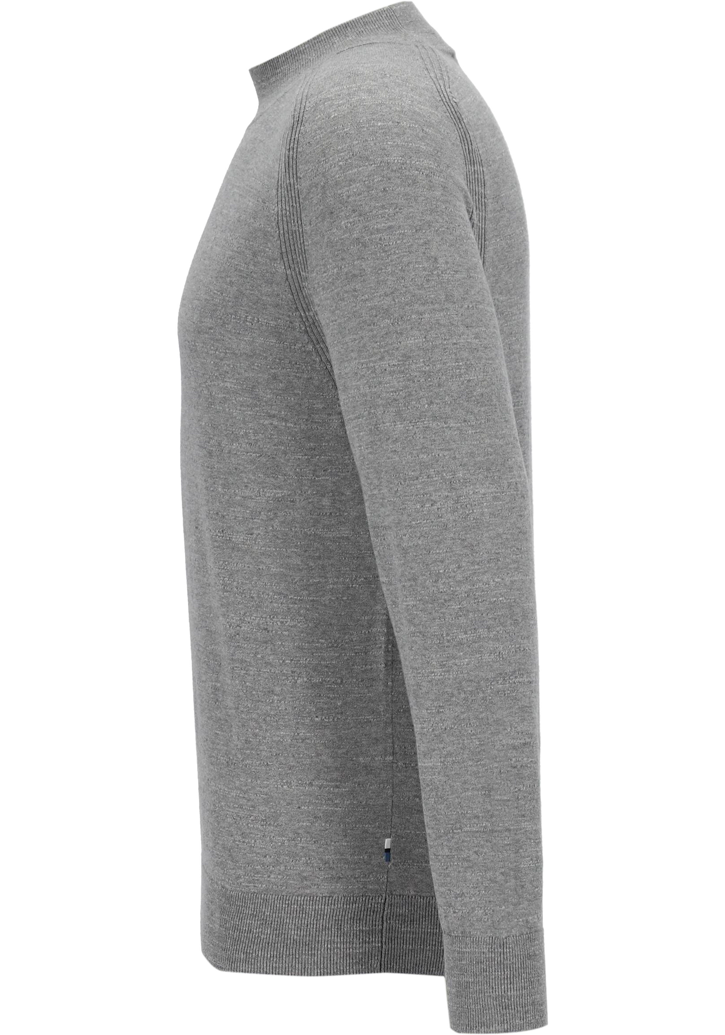 OLYMP modern fit trui katoen, turtleneck, zilvergrijs melange