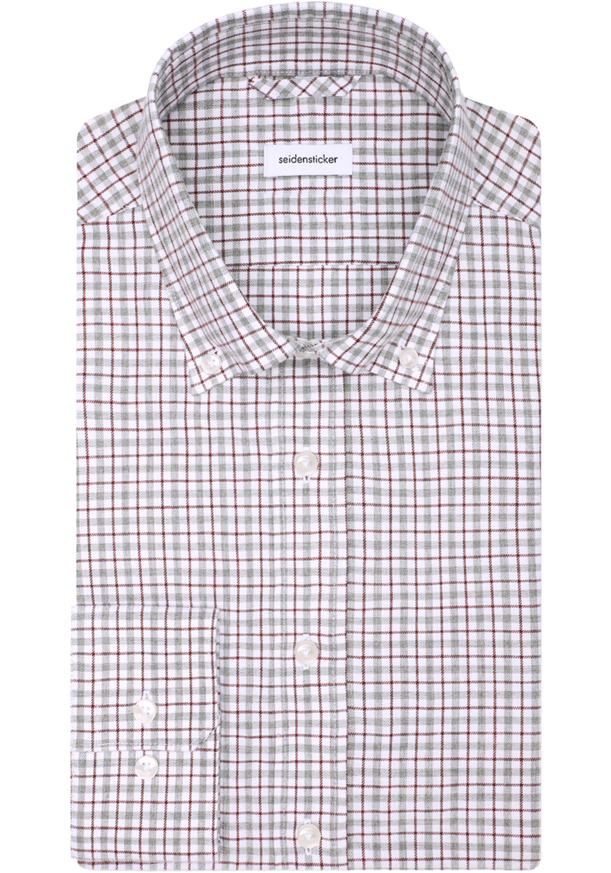 Seidensticker slim fit overhemd, popeline, grijs geruit