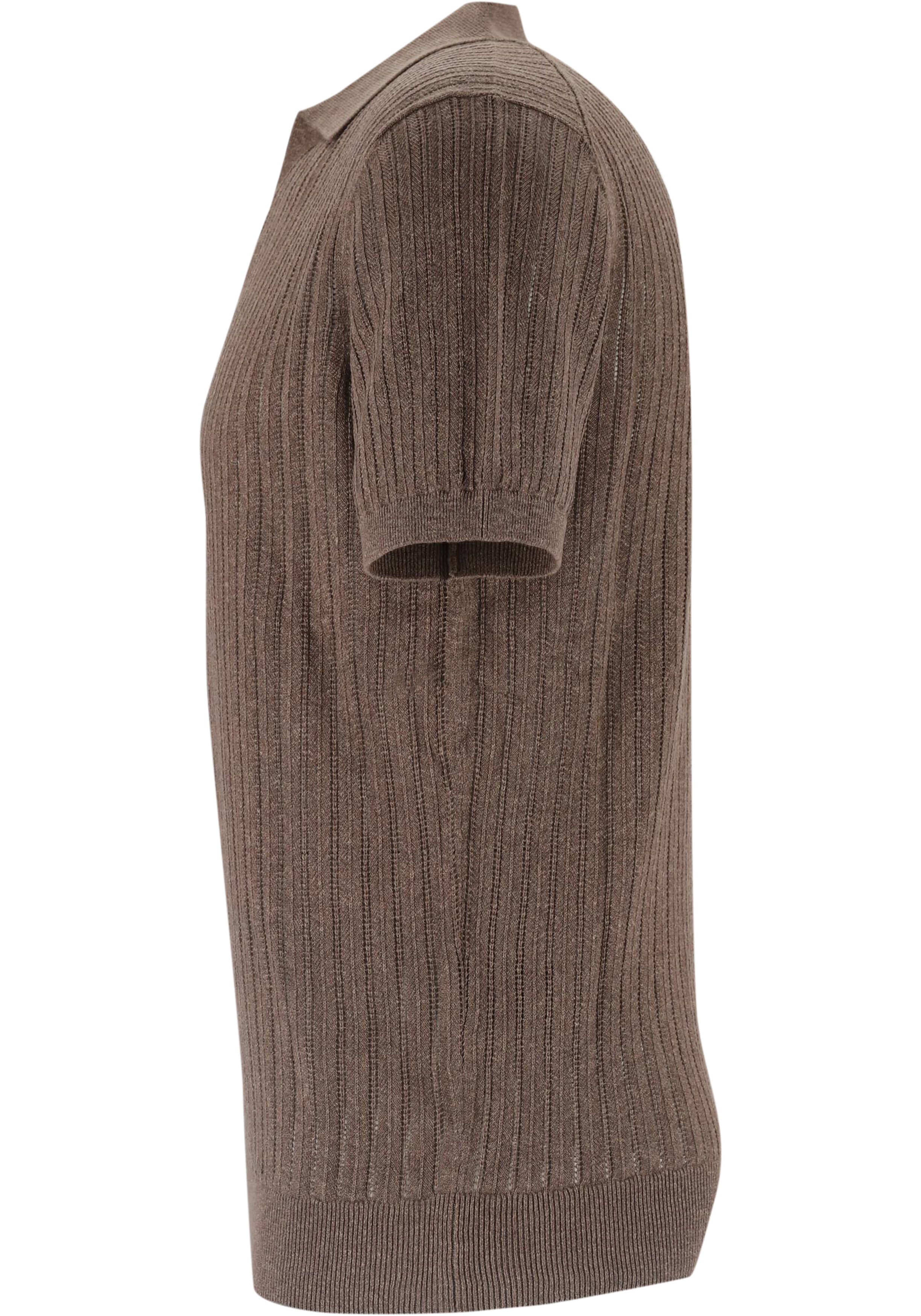 Profuomo slim fit heren polo, bruin
