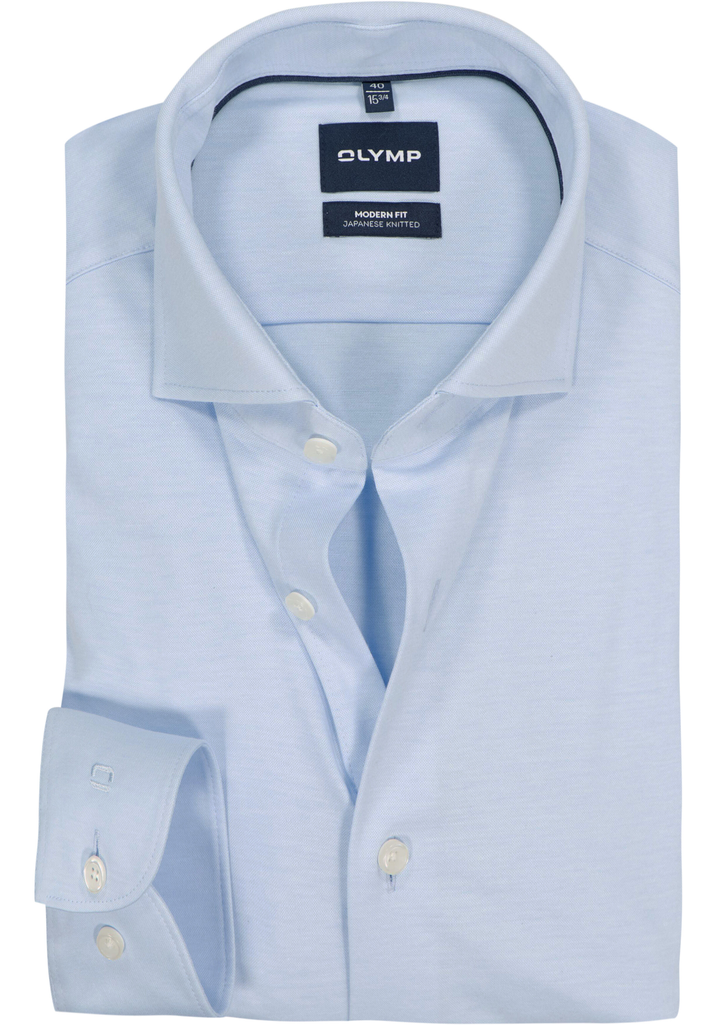OLYMP Smart Business modern fit overhemd, tricot, lichtblauw