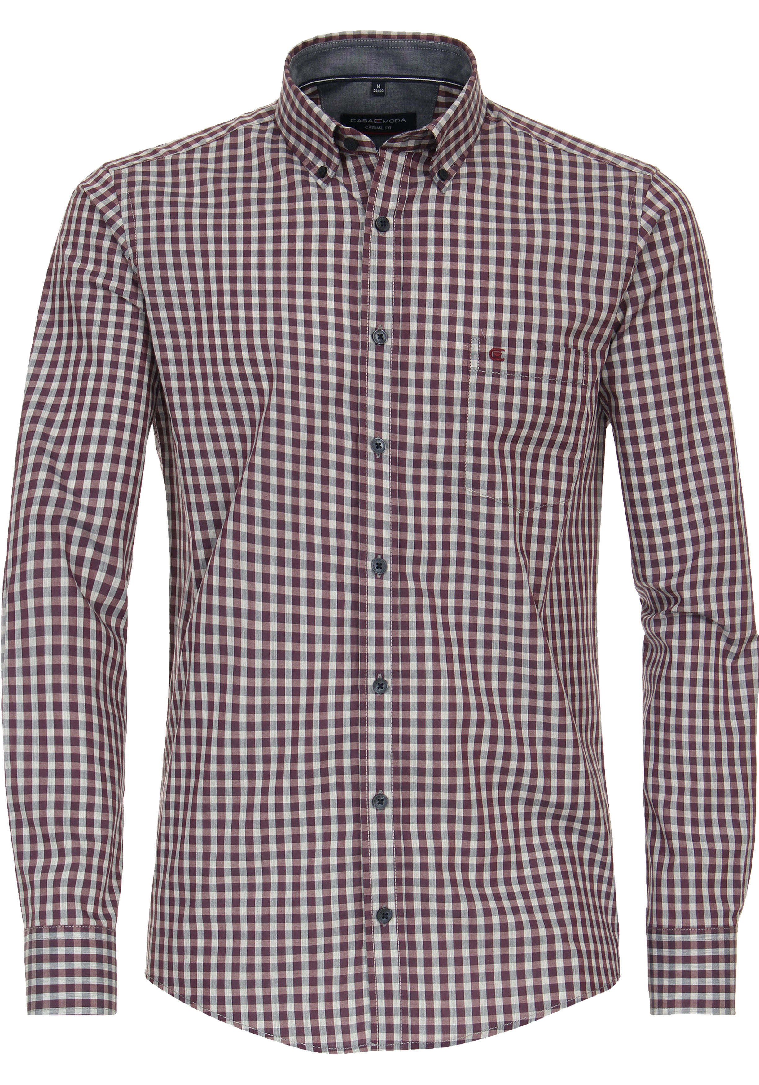 CASA MODA Sport casual fit overhemd, structuur, rood geruit