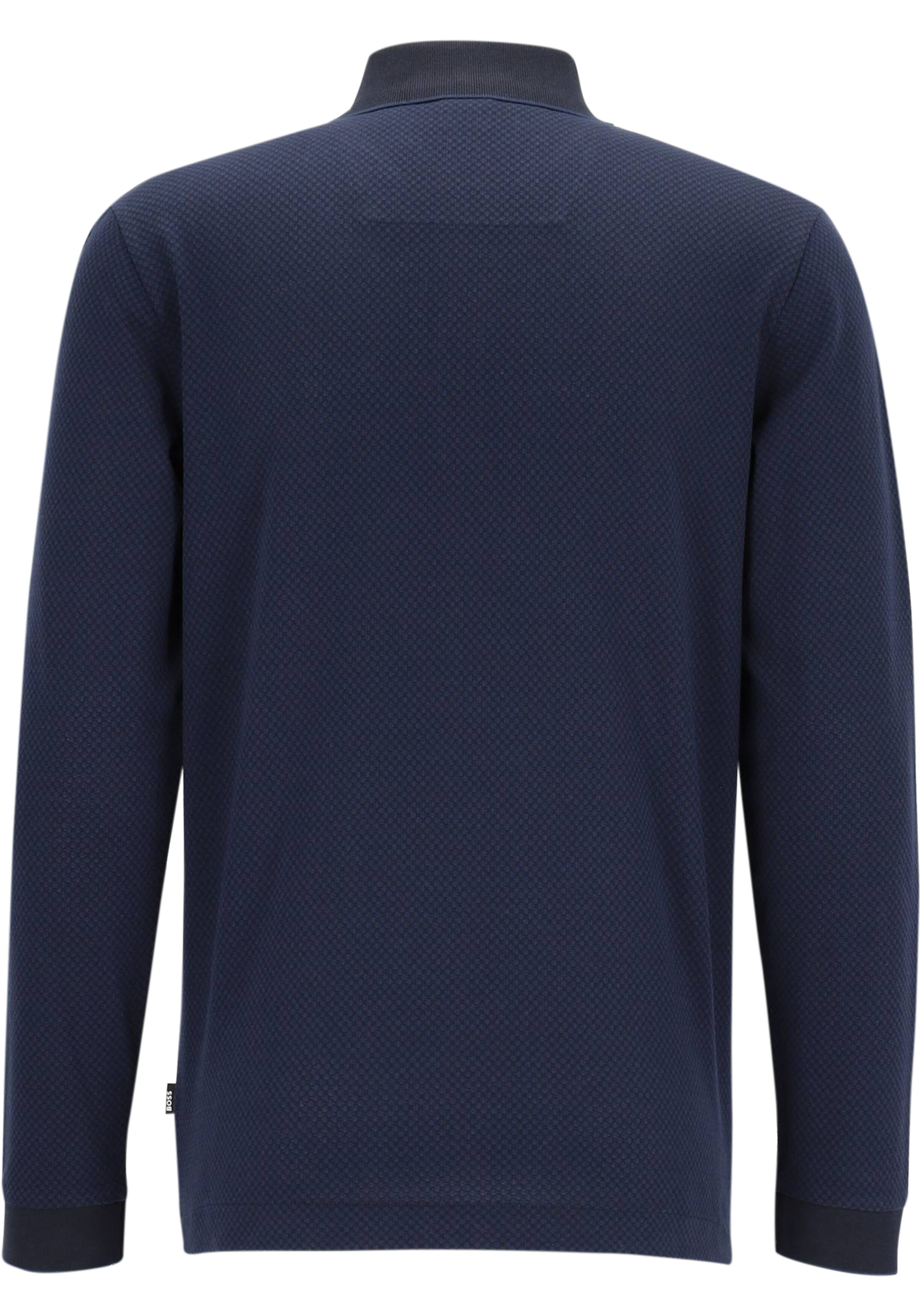 BOSS Peduzzi regular fit polo lange mouw, jersey, donkerblauw