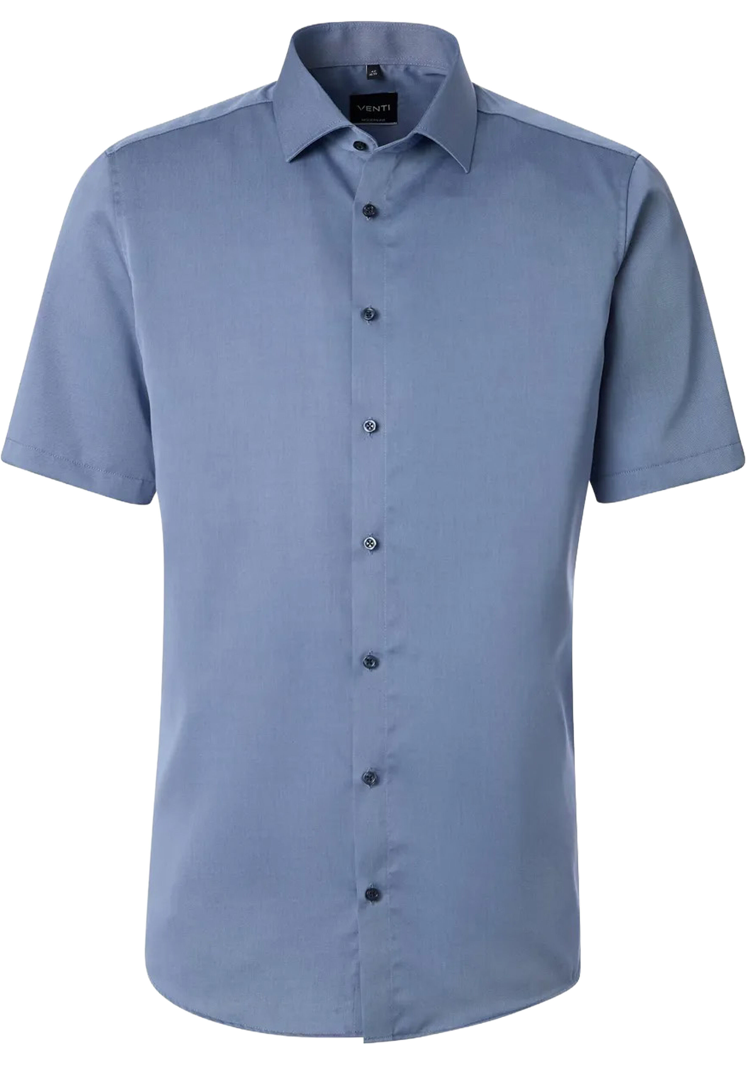 VENTI modern fit overhemd, korte mouw, twill, blauw