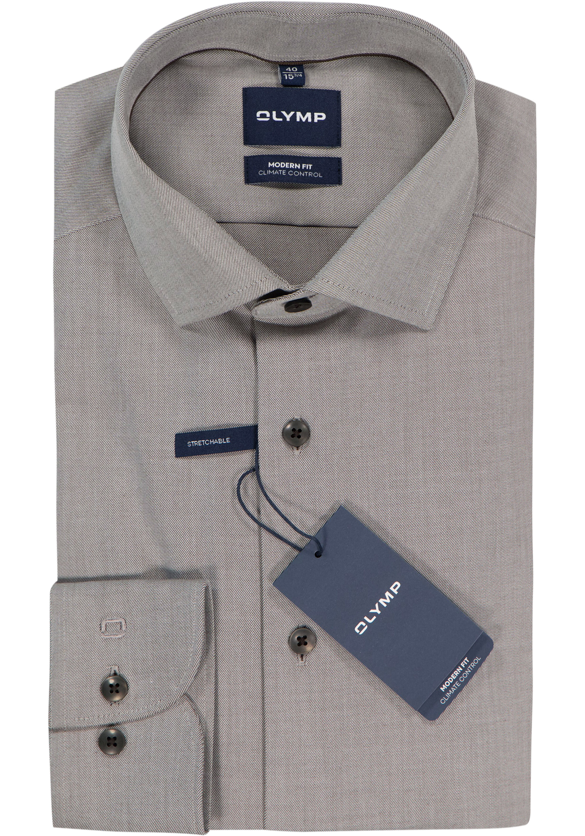 OLYMP 24/7 Luxor modern fit overhemd, twill, caramel