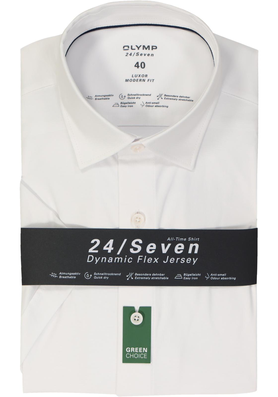OLYMP Luxor 24/Seven modern fit overhemd, korte mouw, wit tricot OLYMP Luxor 24/Seven modern fit overhemd, korte mouw, wit tricot