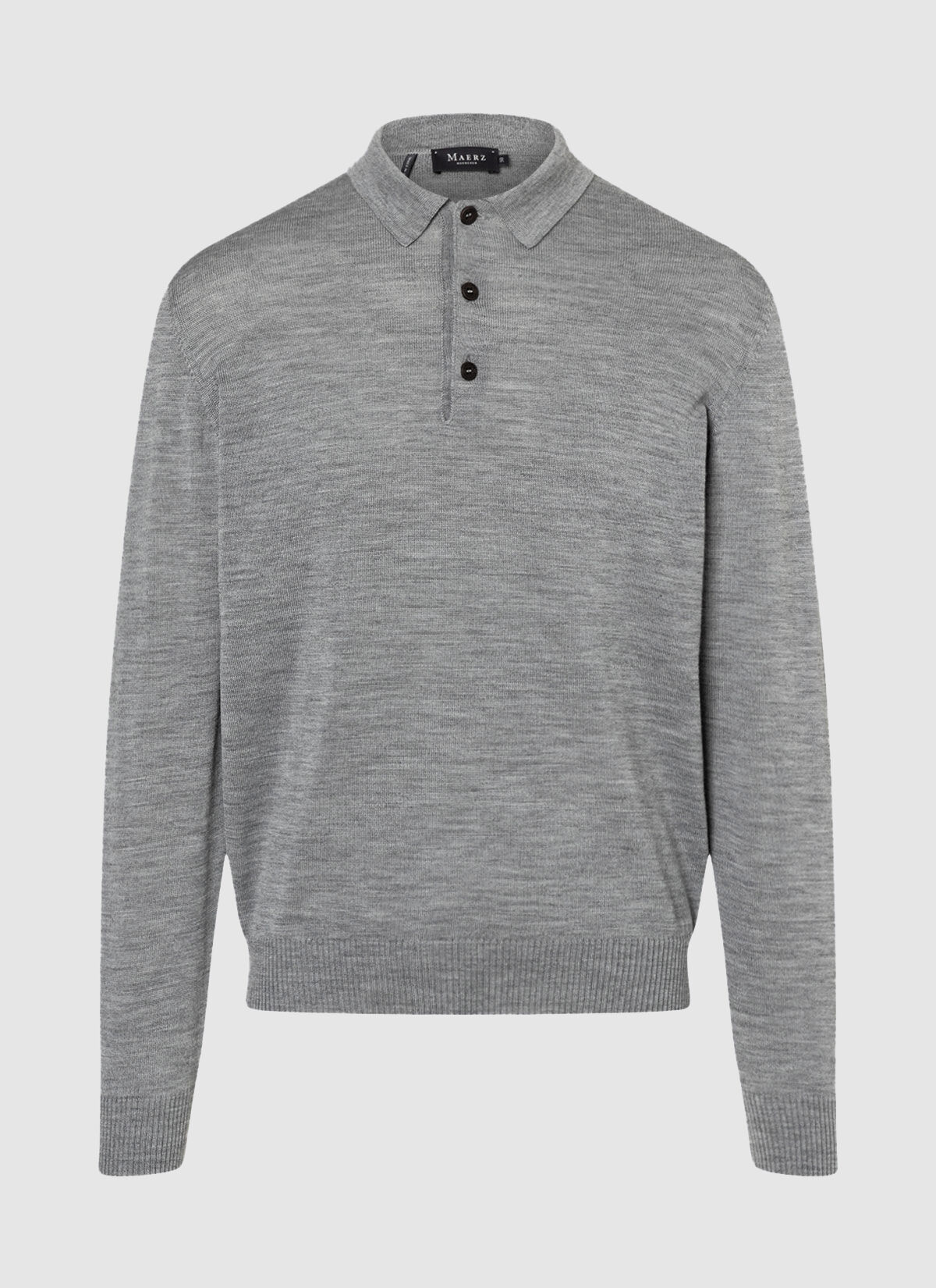 MAERZ Classic Fit heren trui met polokraag wol, grijs