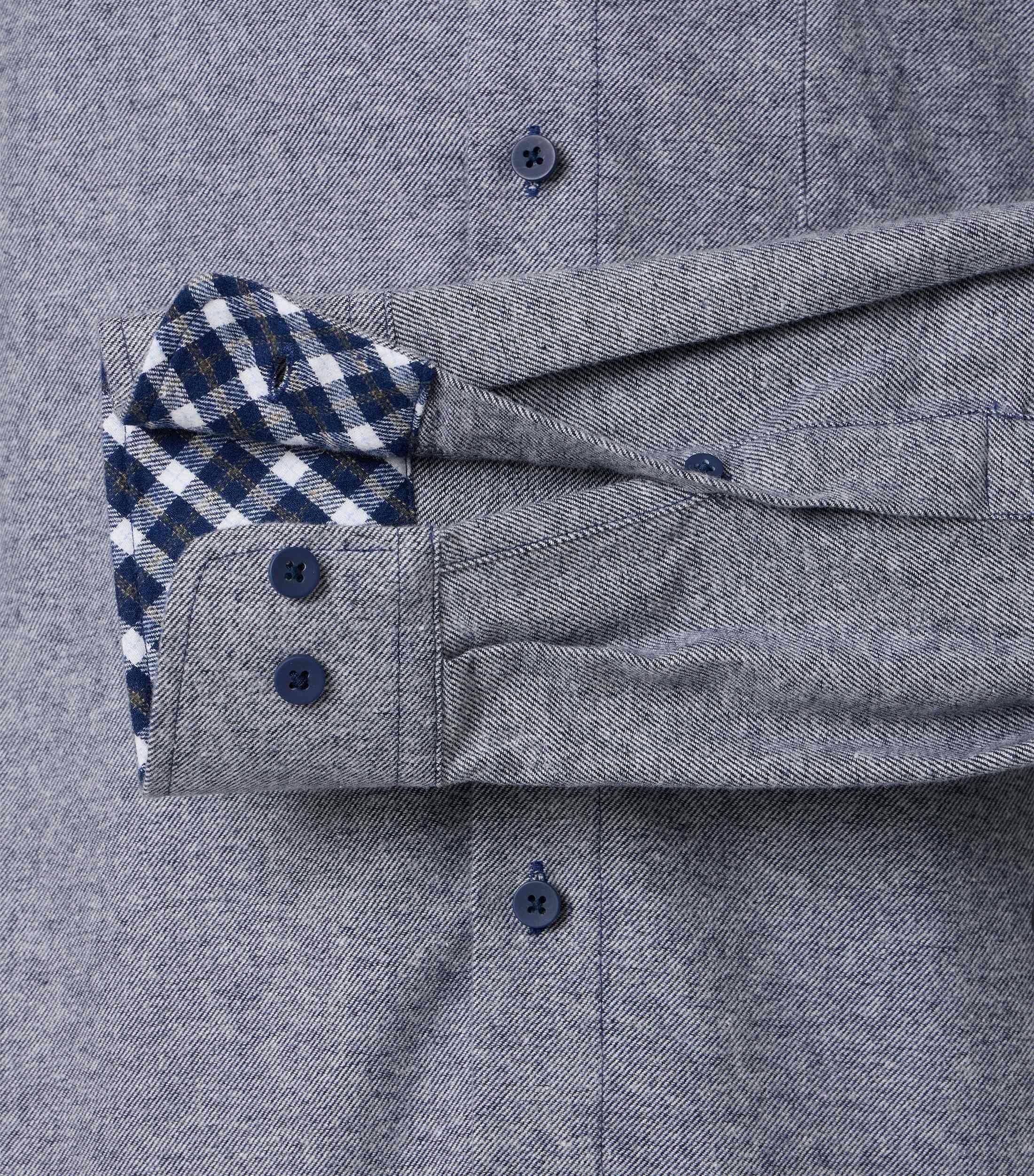 Redmond modern fit overhemd, flanel, blauw