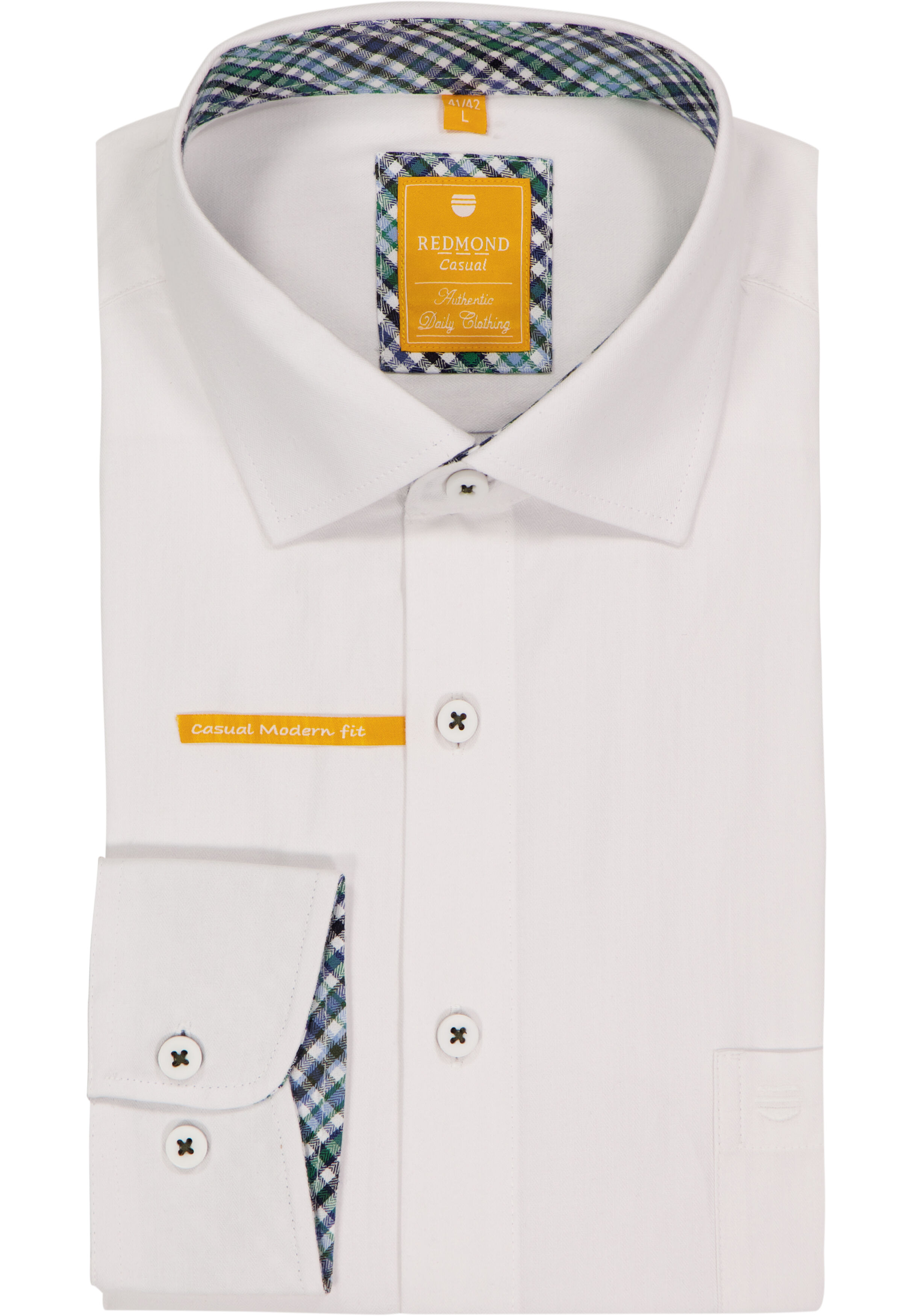 Redmond modern fit overhemd, twill, wit