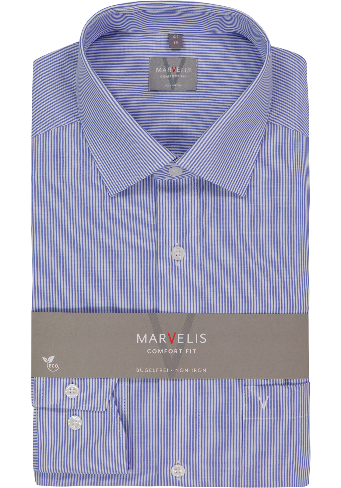 MARVELIS comfort fit overhemd, blauw met wit gestreept MARVELIS comfort fit overhemd, blauw met wit gestreept