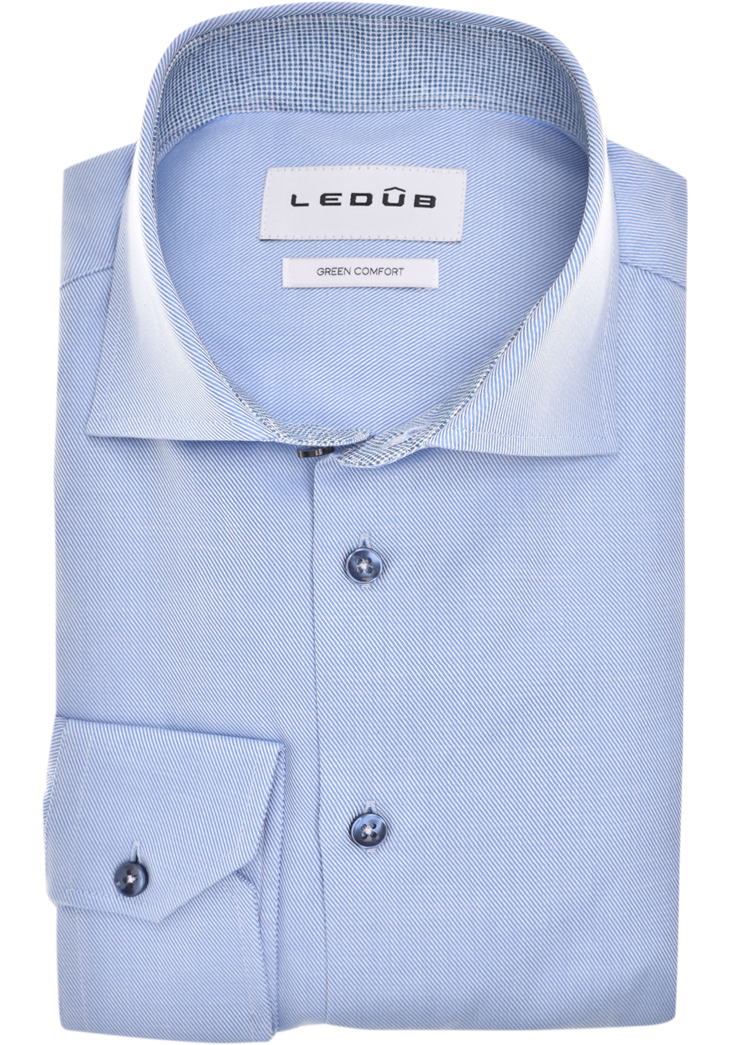 Ledub modern fit overhemd, twill, lichtblauw