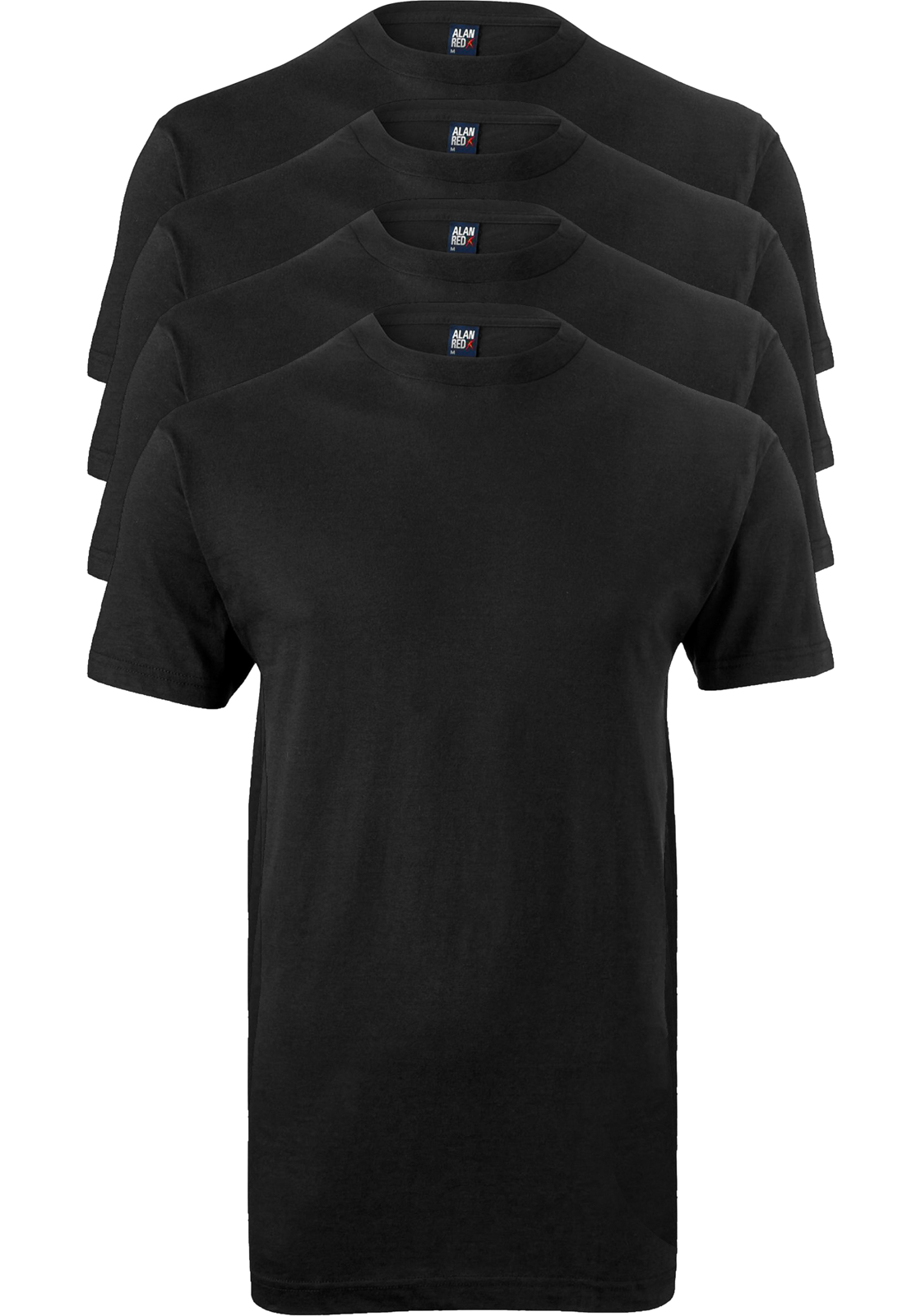 2-Alan_Red-virginia-zwart-4-pack_HR ALAN RED T-shirts Virginia (4-pack), O-hals, zwart