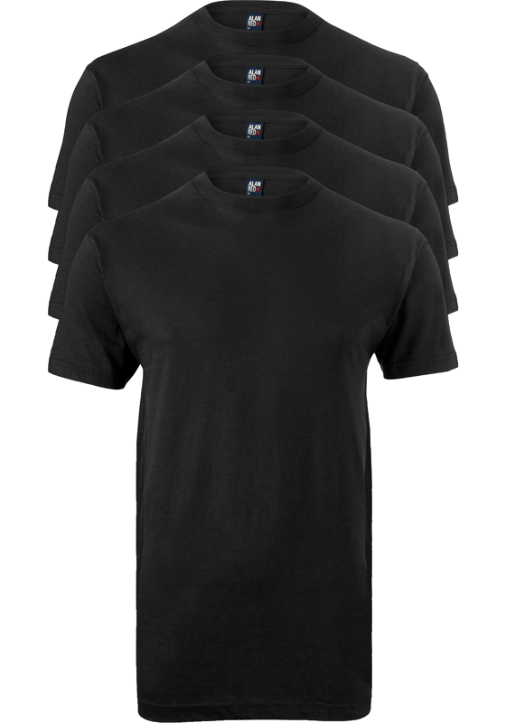 ALAN RED T-shirts Virginia (4-pack), O-hals, zwart ALAN RED T-shirts Virginia (4-pack), O-hals, zwart