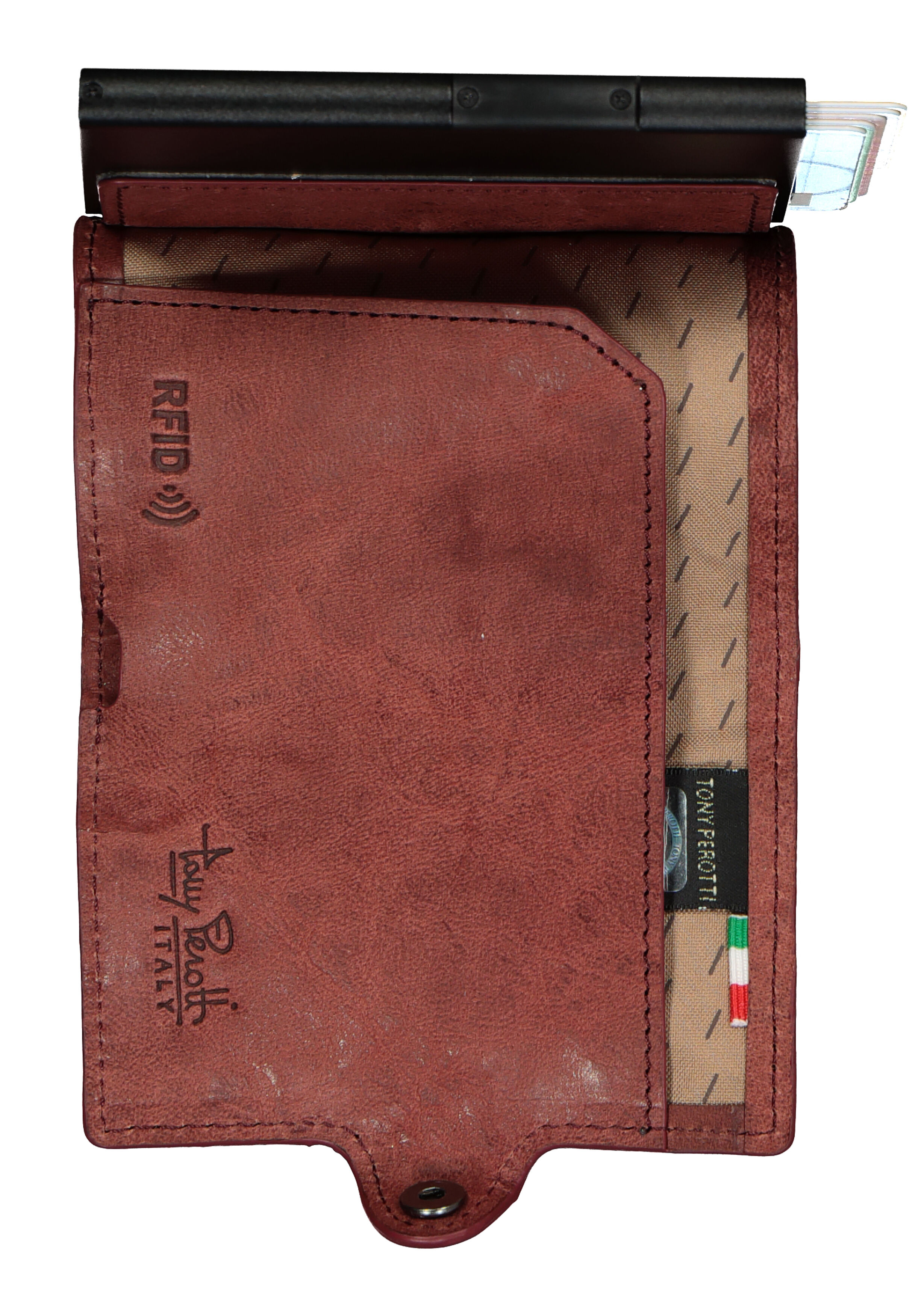 Tony Perotti pasjes RFID portemonnee (6 pasjes) met papiergeldvak, bordeaux vintage leer